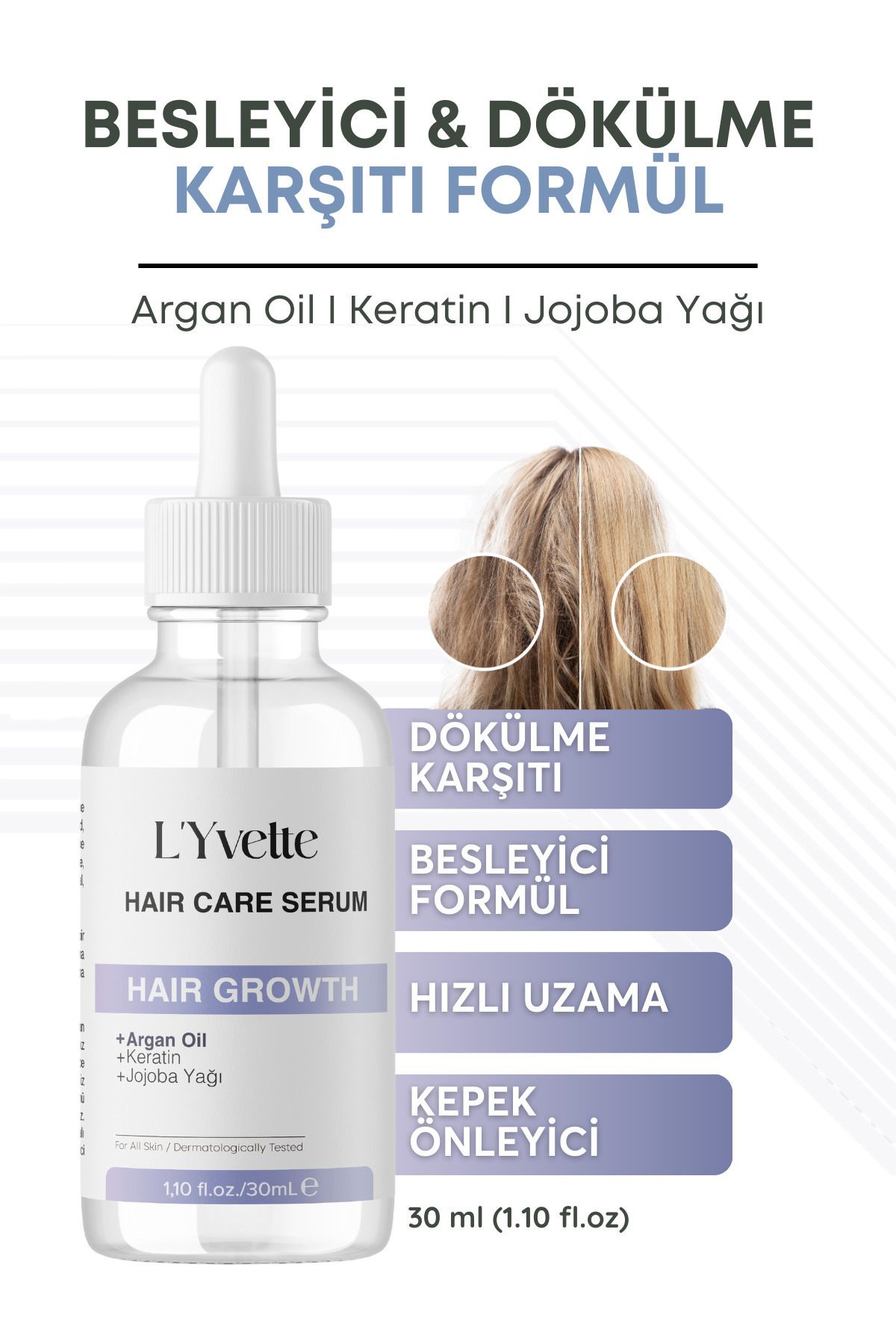 L'Yvette Yavaş Uzayan Ve Aşırı Yıpranmış Saçlar Için Saç Uzatma Serumu Argan Ve Keratin Özlü