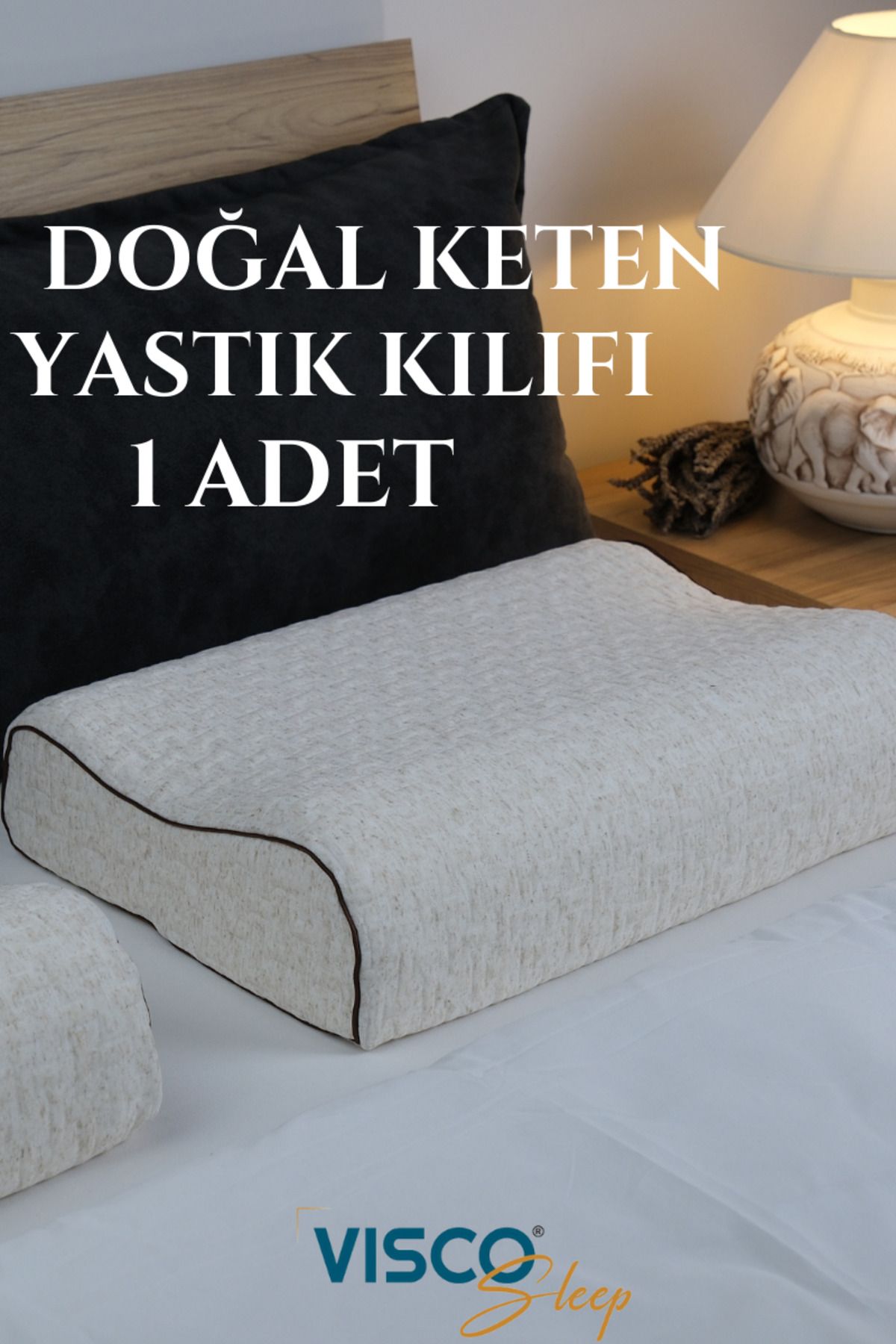 visco Yastık Kılıfı Atella Doğal Keten Kılıfı (Yedek Yastık Kılıfı)