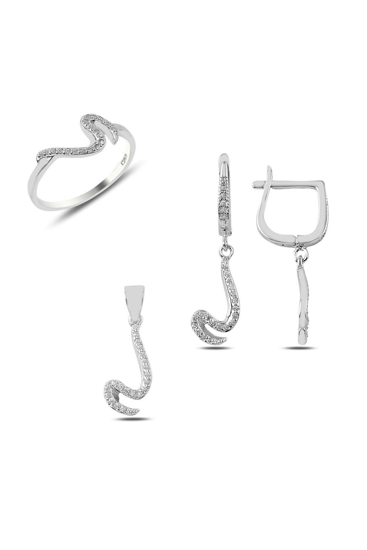 Ceyjewelry Zirkon Taşlı Set 925 Ayar