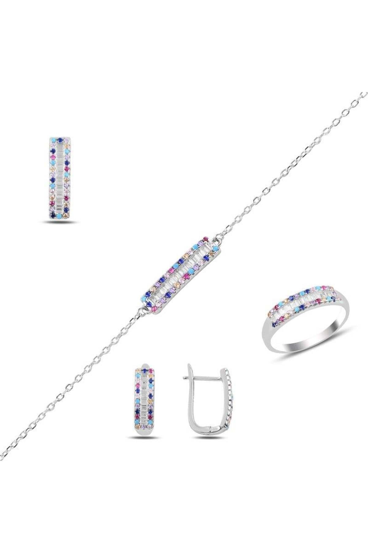 Ceyjewelry Zirkon Taşlı Set 925 Ayar