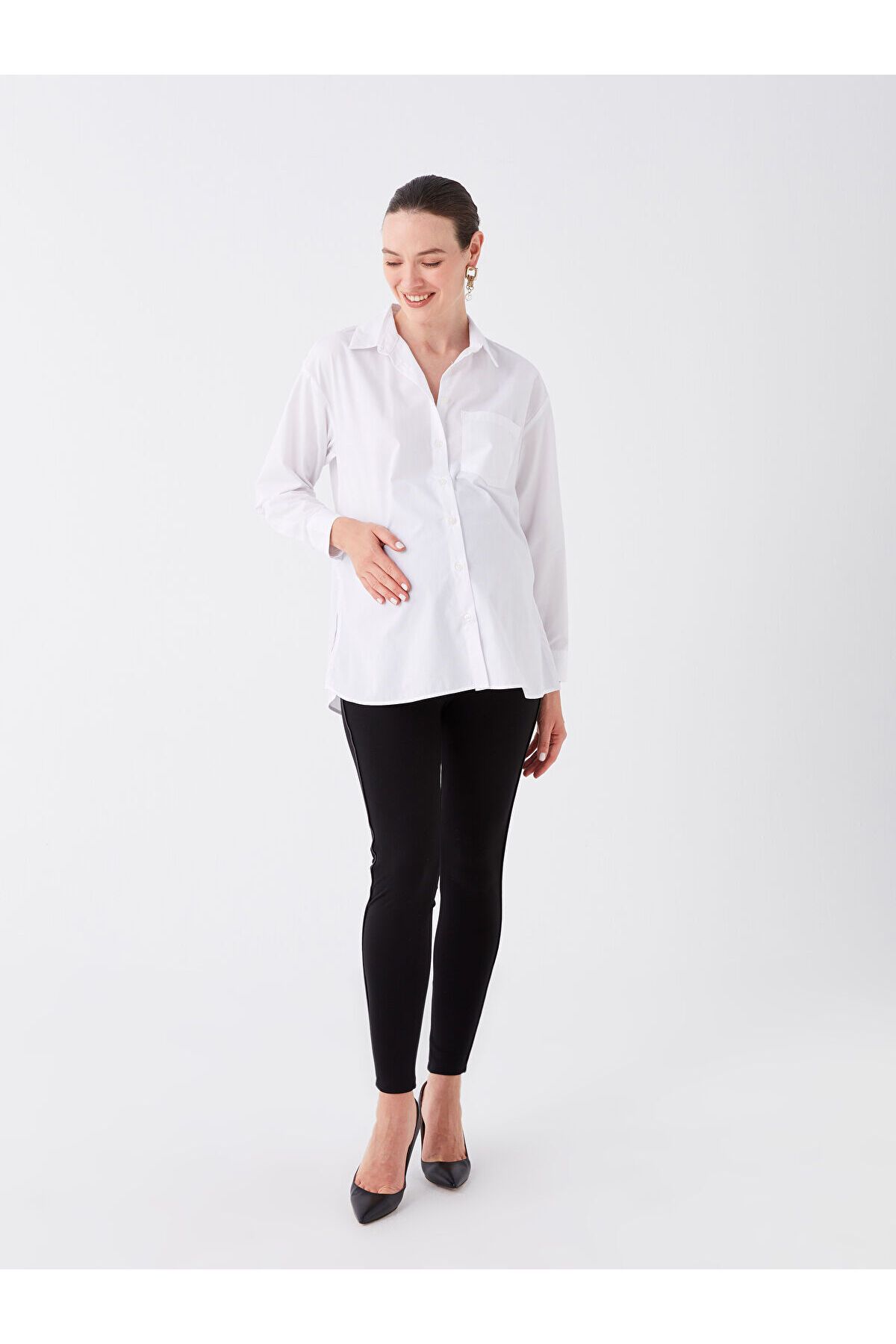 LC Waikiki-Lcwk Plain Maternity Leggings with Abdominal Panels 2