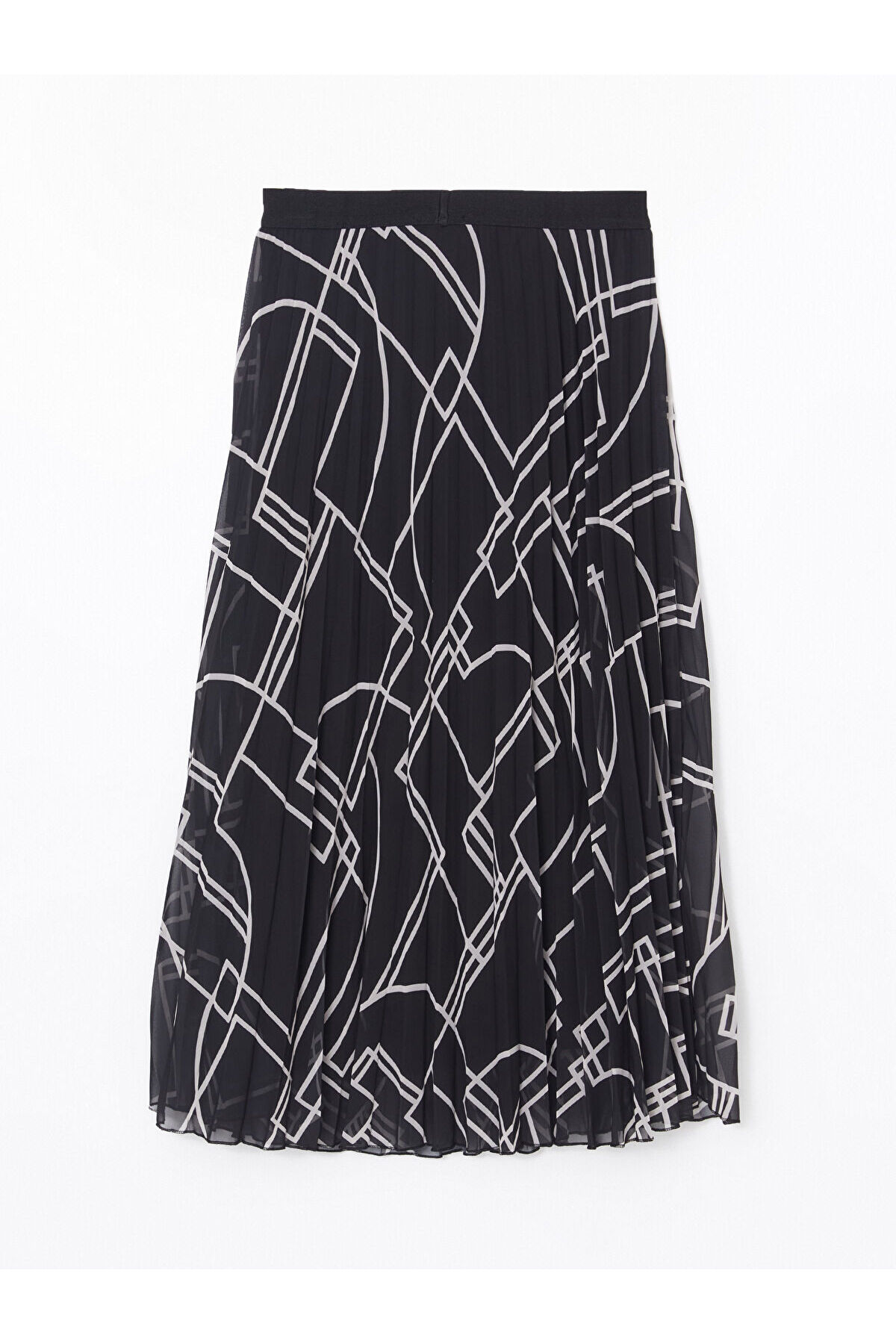 LC Waikiki  Beli Lastikli Desenli Şifon Kadın Pileli Etek - Görsel 6