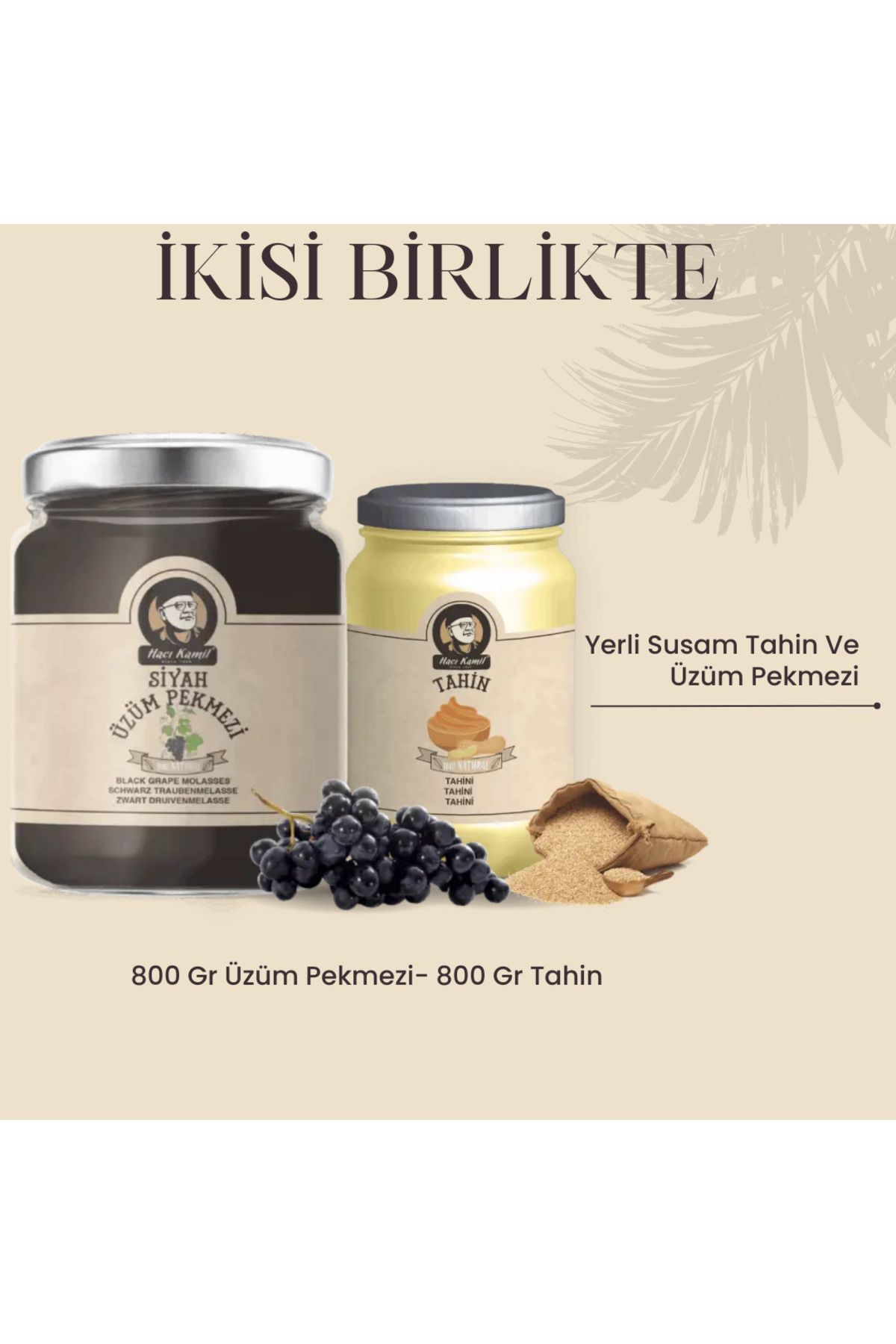 Haci Kamil TAHİN 800GR -PEKMEZ 800GR CAM KAVANOZ İKİSİ BİRARADA