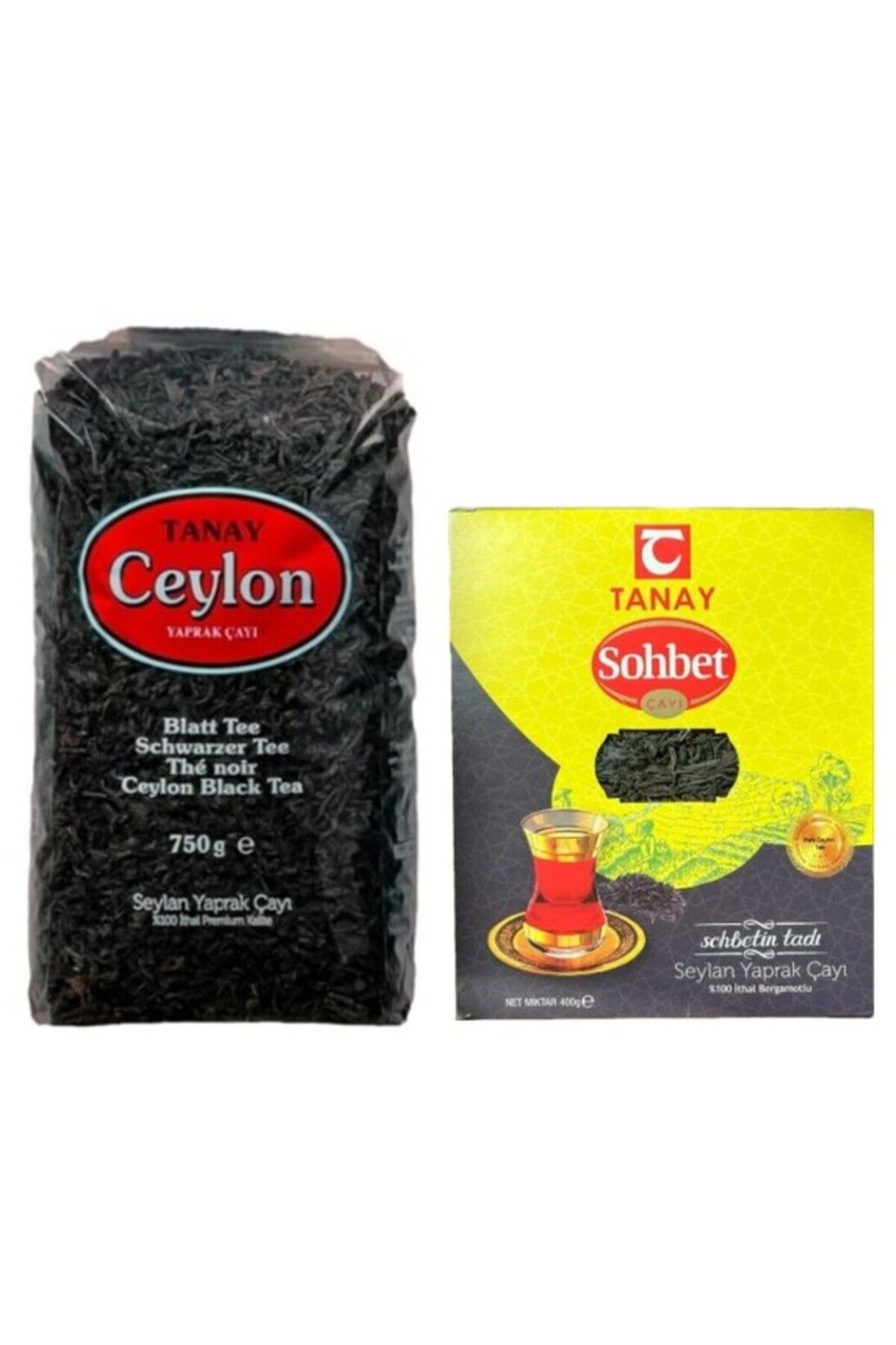 Tanay Ceylon Ithal Yaprak Seylan Çayı 750 gr + Sohbet Bergamotlu İthal Seylan Yaprak Çayı 400 gr