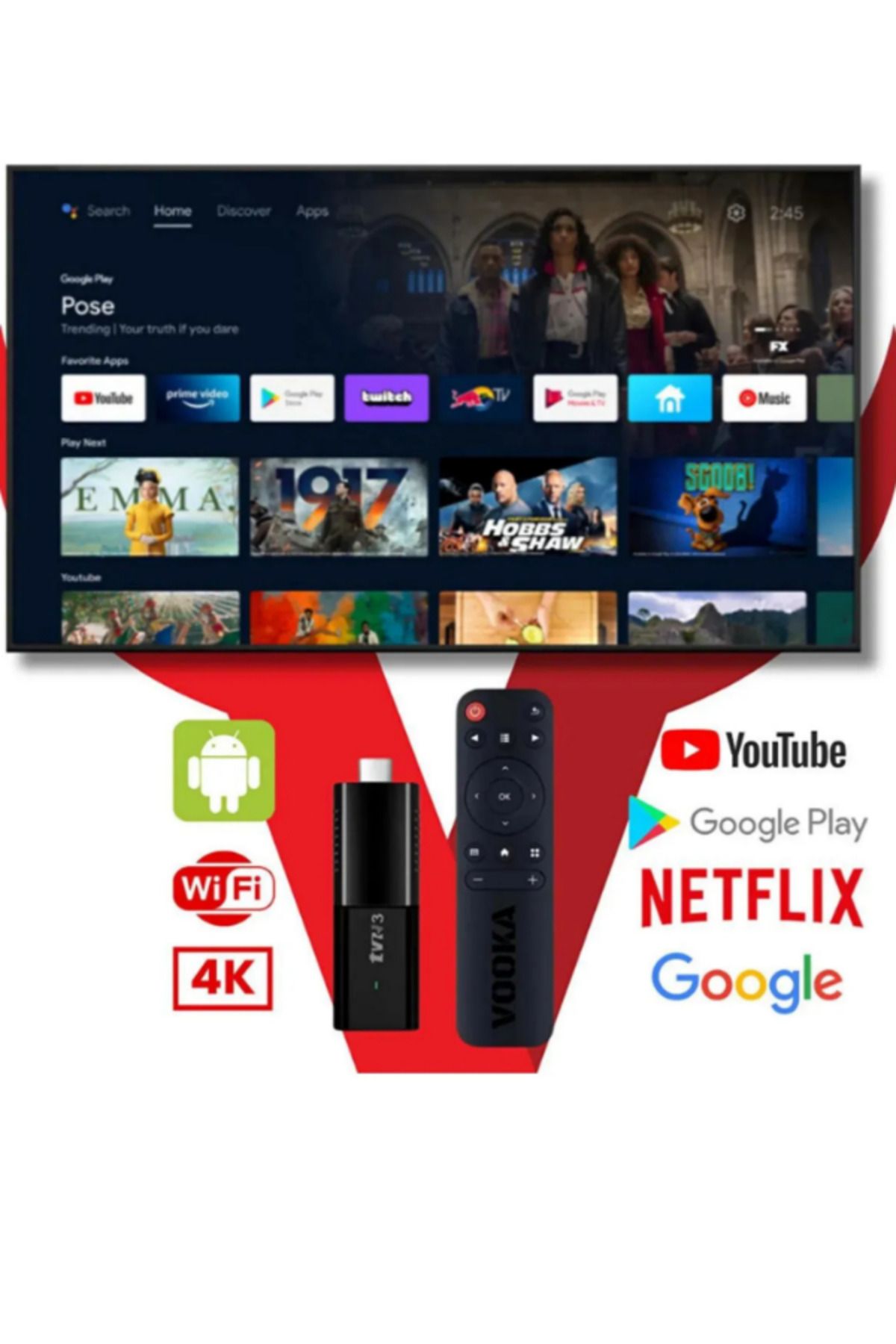 GoBant Ultra Hd Android Tv Box 4k Android Tv Tv Box Tv Stick Medya Oynatıcı Smart Tv Wifi