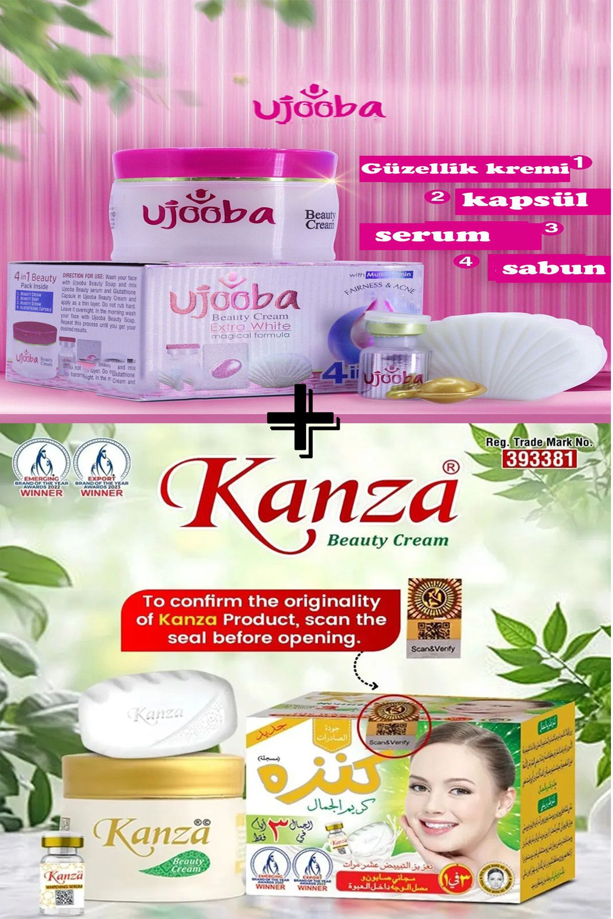 mazhar 2 adet kanza+ujooba beauty BEYAZLATICI KREM