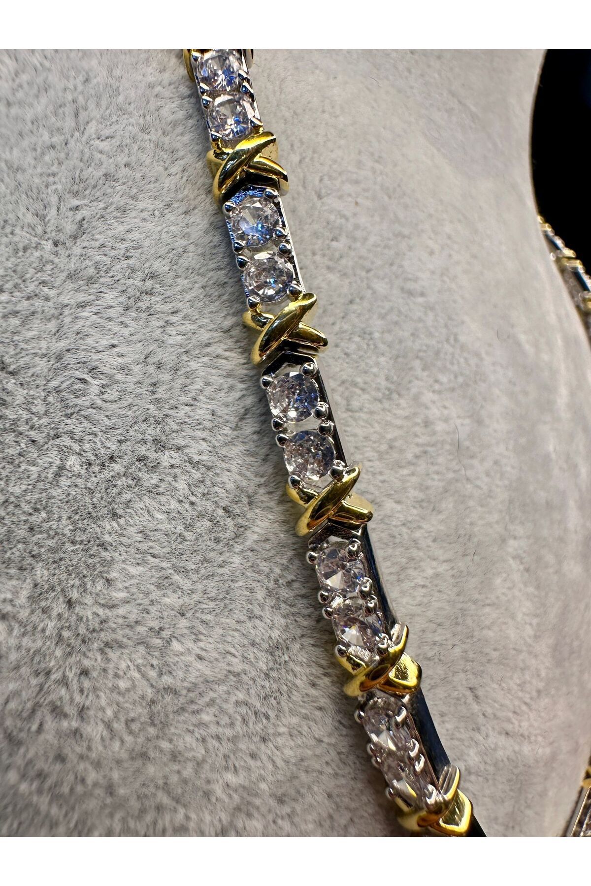 Amber-Gold & Silver Thick Steel Necklace 5