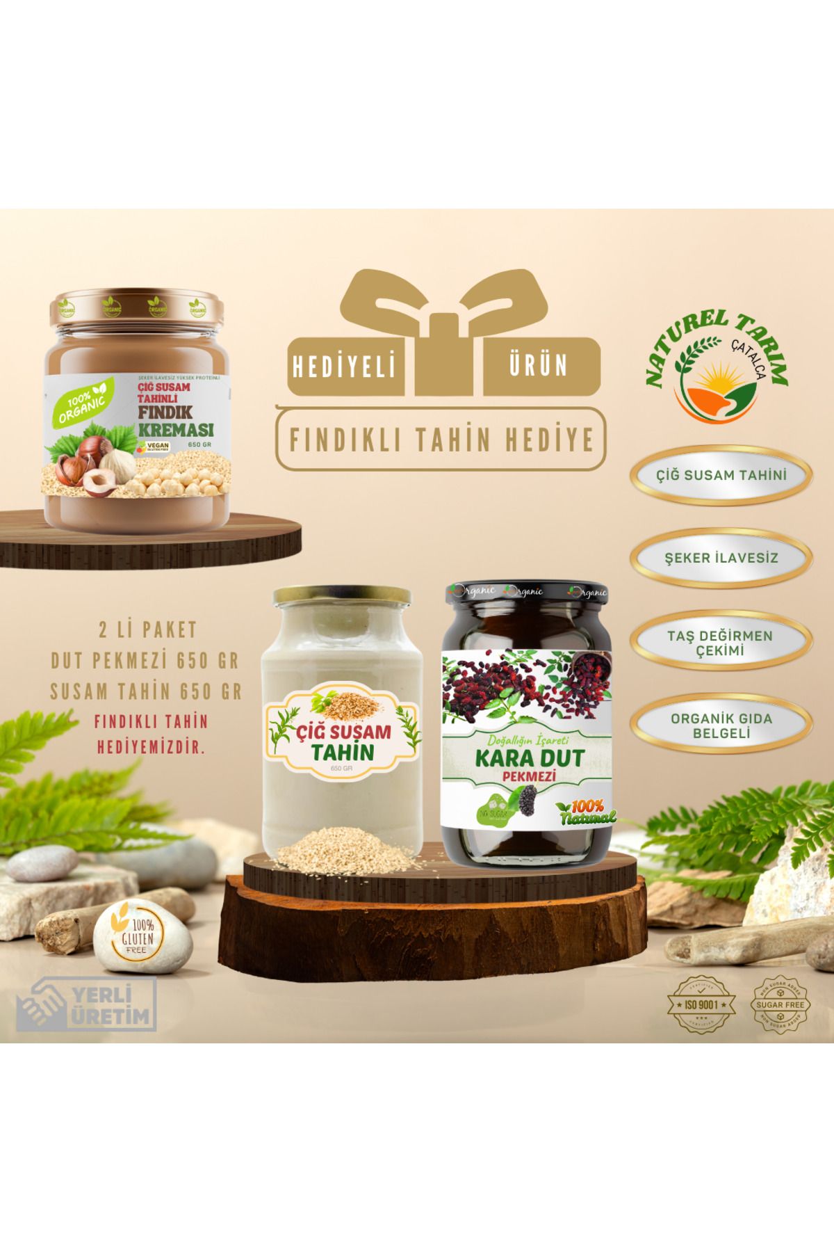 NATUREL DUT PEKMEZİ & ÇİĞ SUSAM TAHİNİ 2 Lİ PAKET ( FINDIKLI TAHİN HEDİYE )