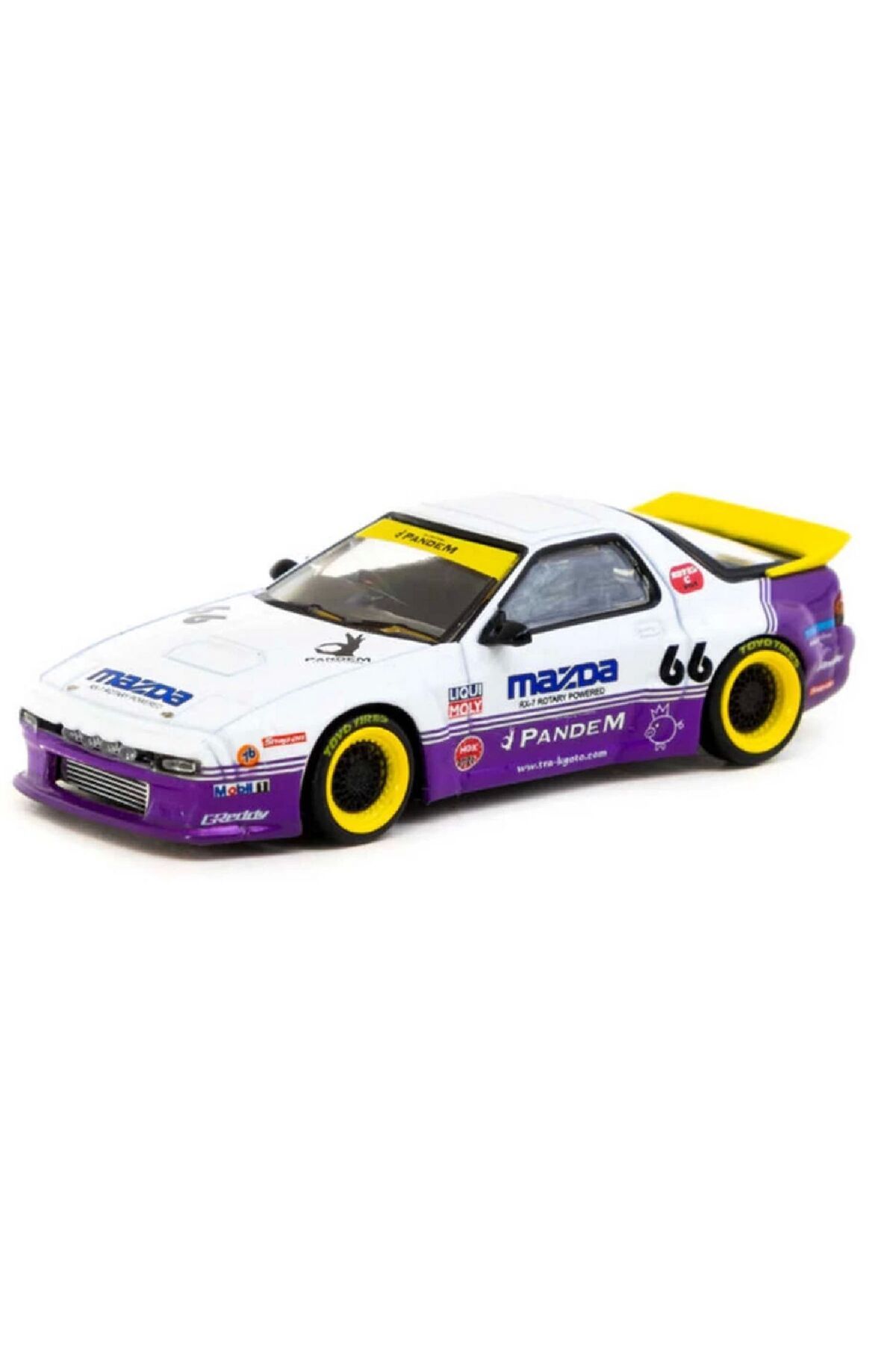 Oyuncakmatik 1:64 Diecast Mazda Pandem RX7 FC3S Purple White Tarmac Model Araba