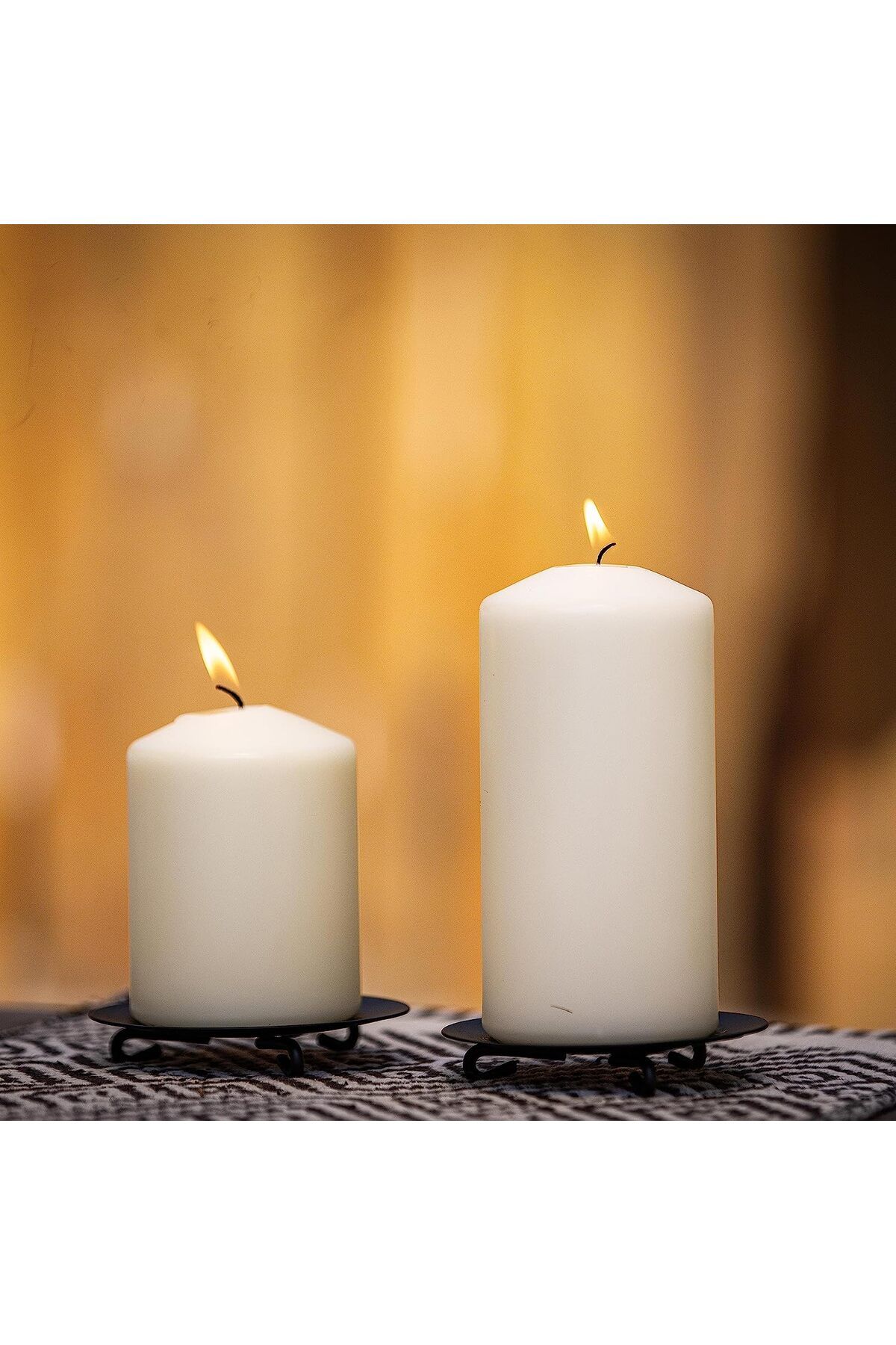 Home Zone-Set of 3 Long Burning Unscented Pillar Candles 3x8 inch White 7