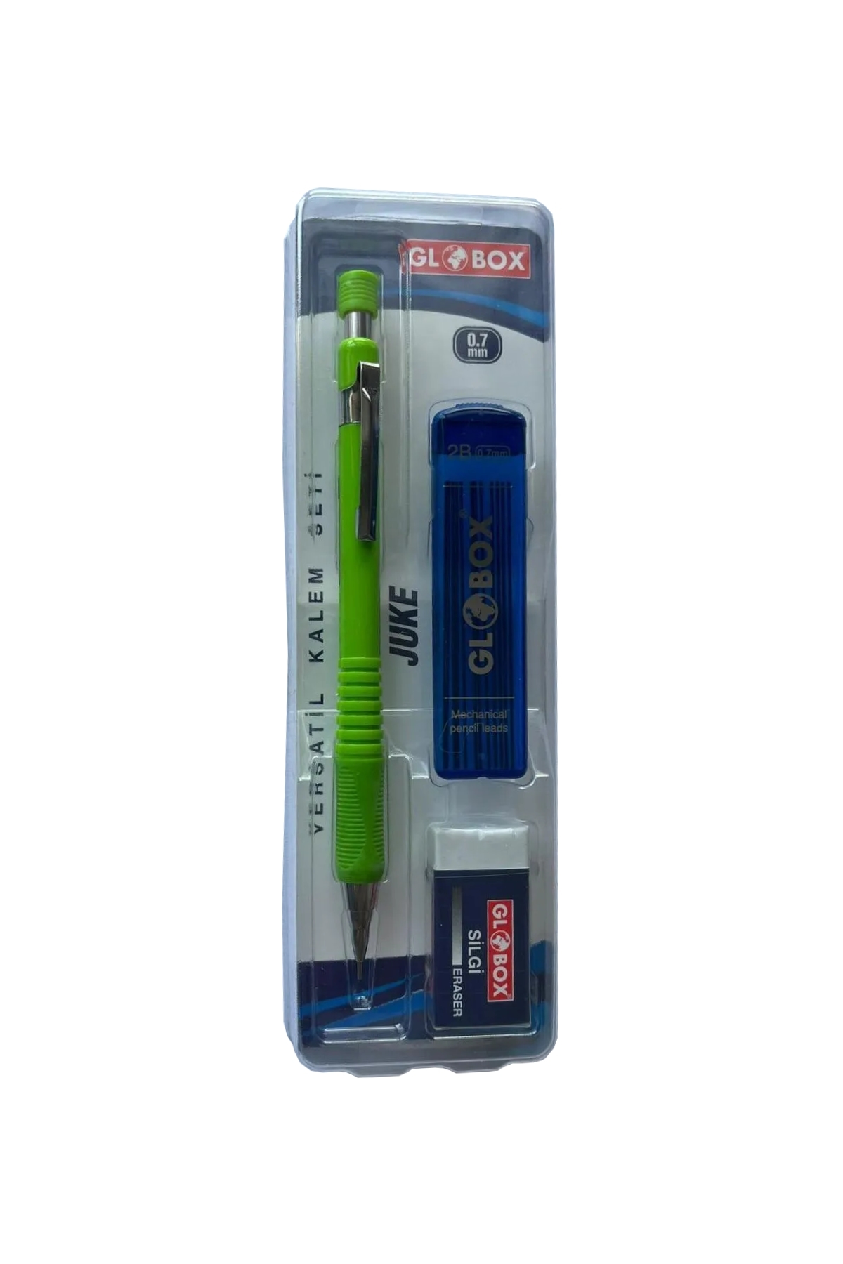 Globox Juke Series 3'lü Kalem Seti- Kalem+Silgi+Uç - Metalik Versatil Uçlu Mekanik Kalem 0.7 mm - 1 Adet