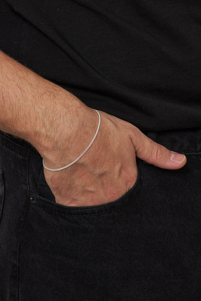 Ventino Silver 2mm Gurmet 925 Ayar Gümüş Erkek Zincir Bileklik Veb5247