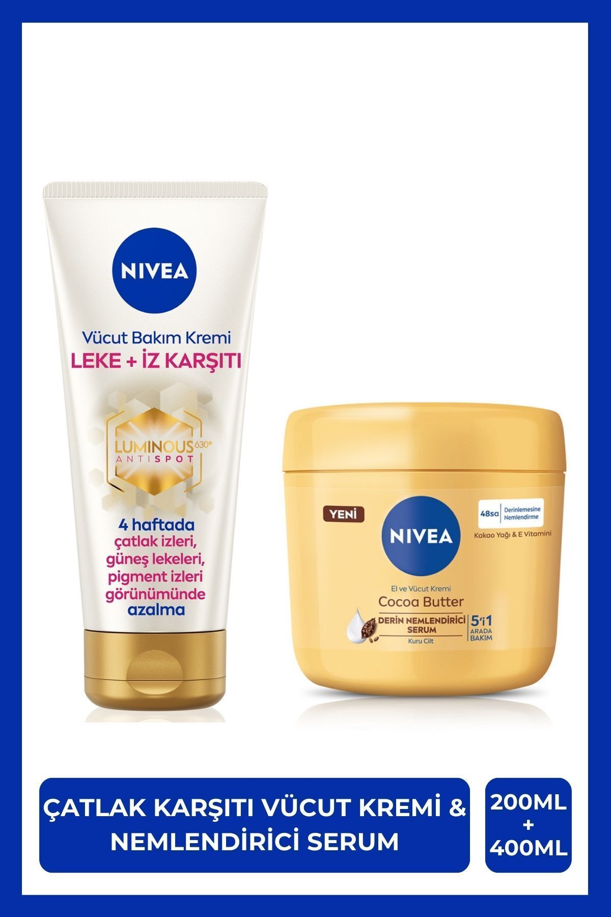 NIVEA Leke Karşıtı Vücut Kremi İpeksi 200ml Ve Kuru Cilt Kremi 400ml SAKLI G