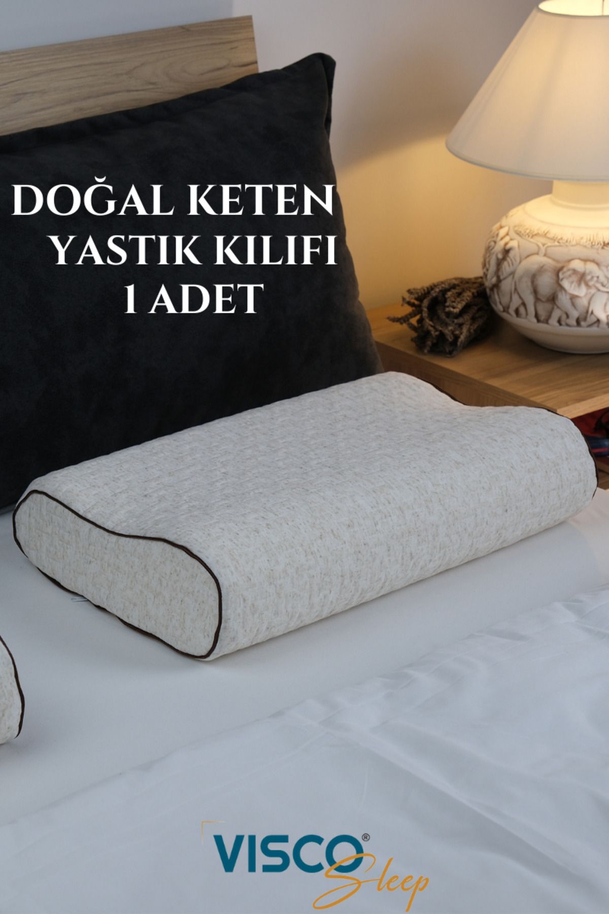 visco Yastık Kılıfı Velicia Doğal Keten Kılıfı (Yedek Yastık Kılıfı)