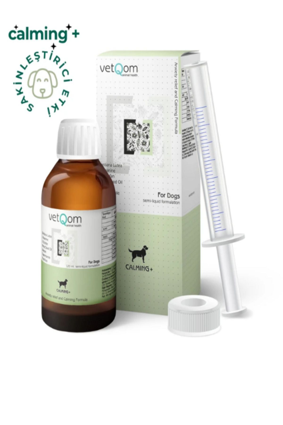 Vetqom Köpek Calming+ Stres Yönetimi – Kaygı Kontrolü – 120 ml.