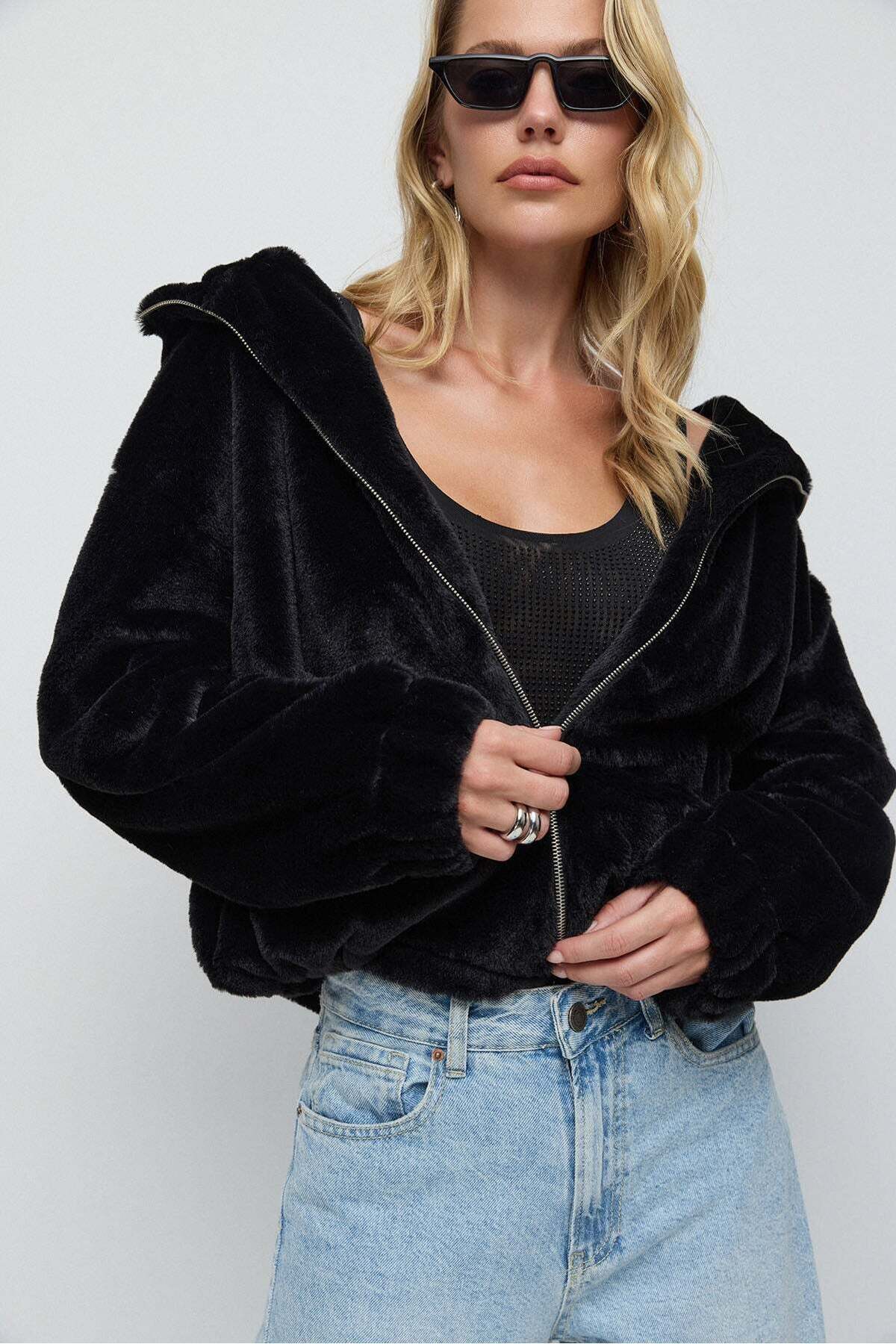No Matter What-Schwarze Fleecejacke mit Reißverschluss 3