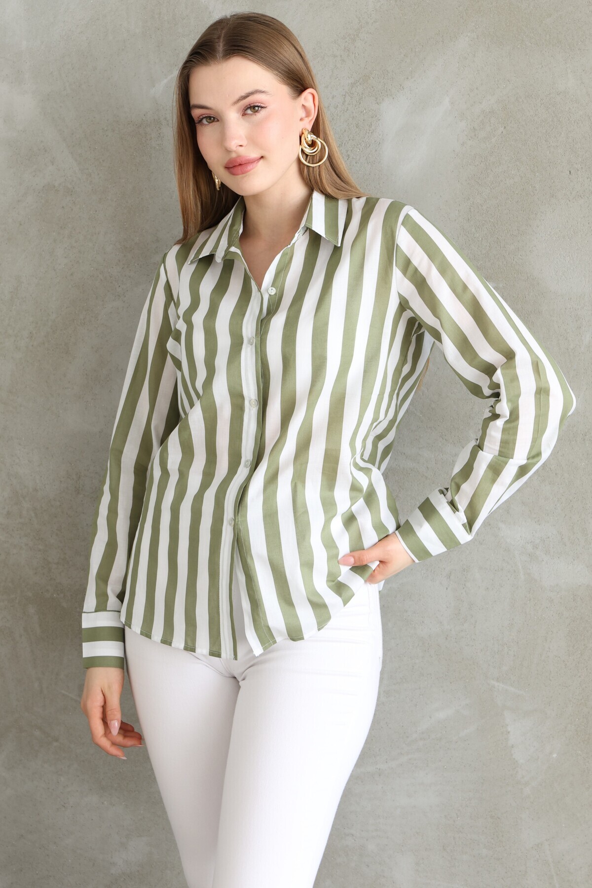 Lingeretta  Uzun Kol Rahat Günlük Kadın Gömlek - Görsel 5