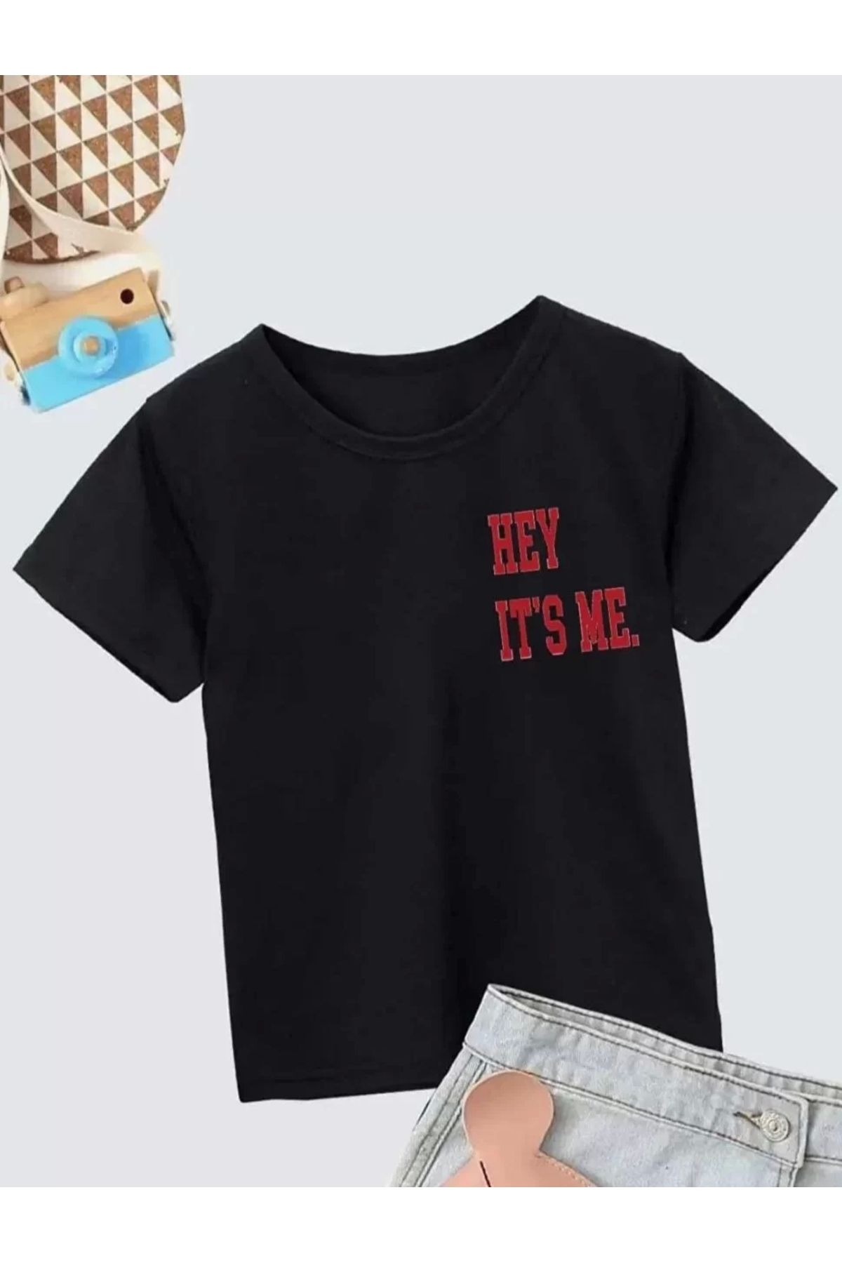 AE Stil Çocuk Unisex Baskılı T-Shirt - Siyah