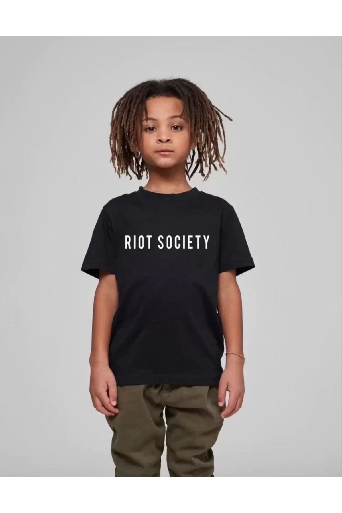 AE Stil Çocuk Unisex Baskılı T-Shirt - Siyah