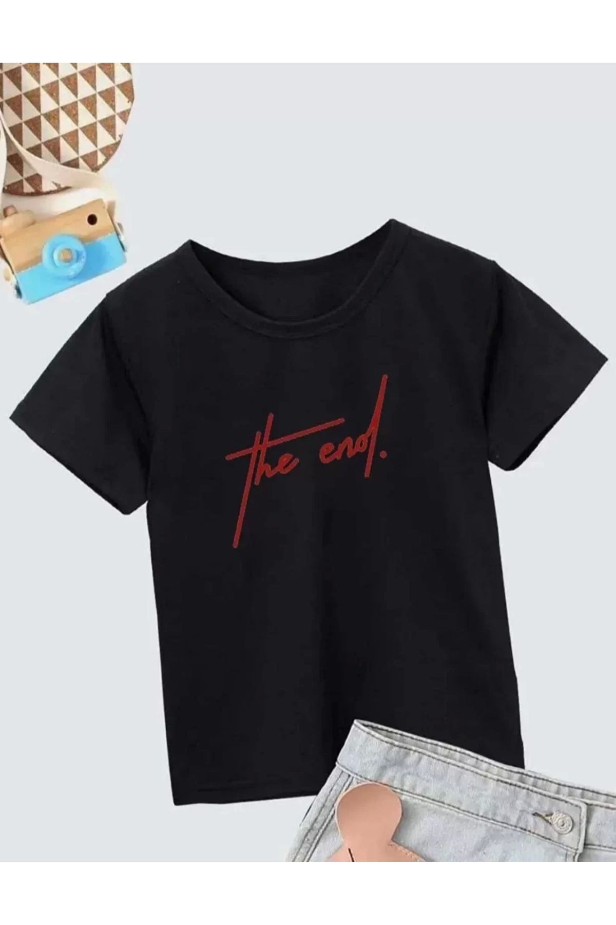 AE Stil Çocuk Unisex Baskılı T-Shirt - Siyah