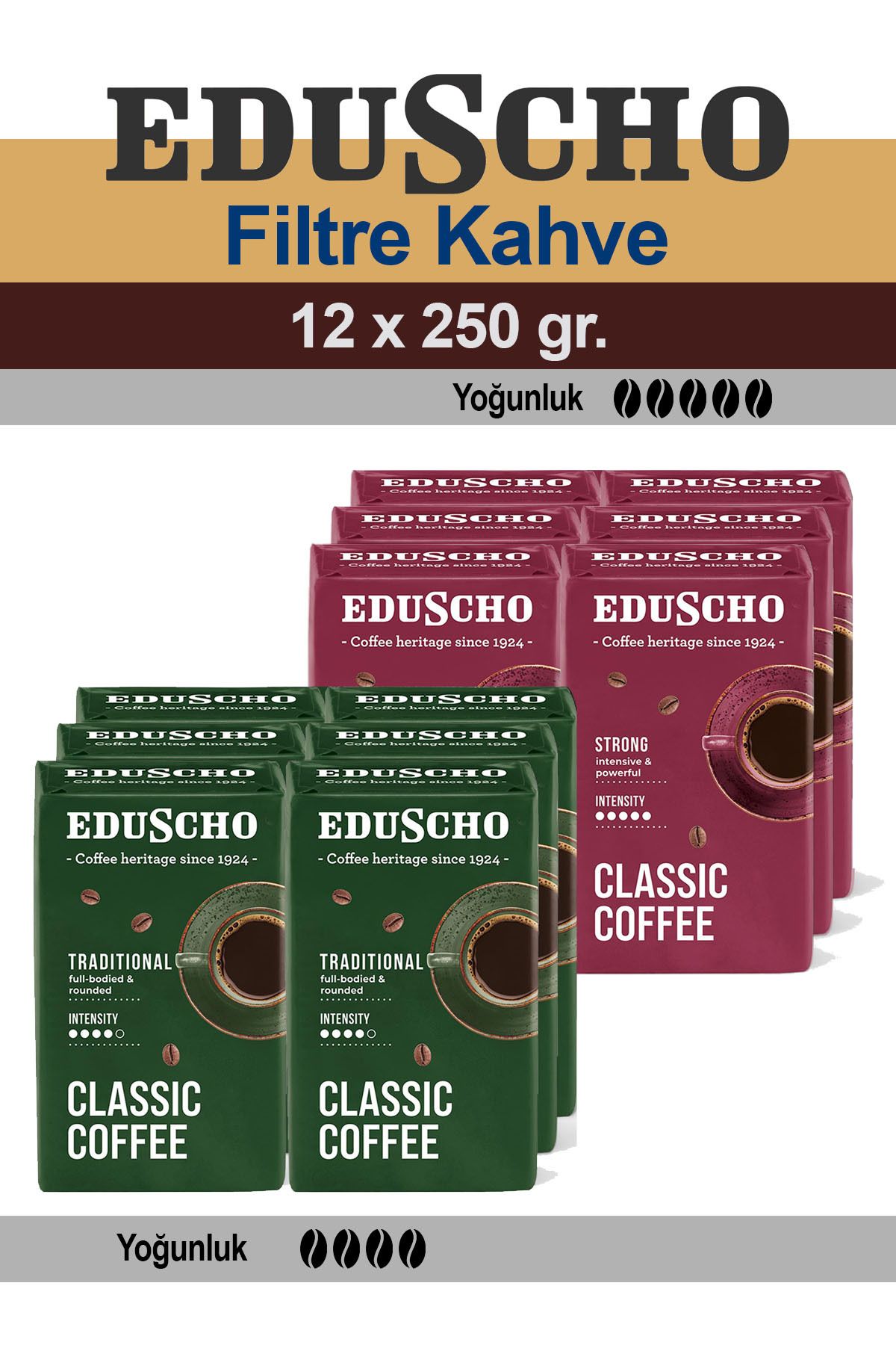 Eduscho Classic Coffee Öğütülmüş Filtre Kahve 6x Traditional + 6x Strong 250 GR