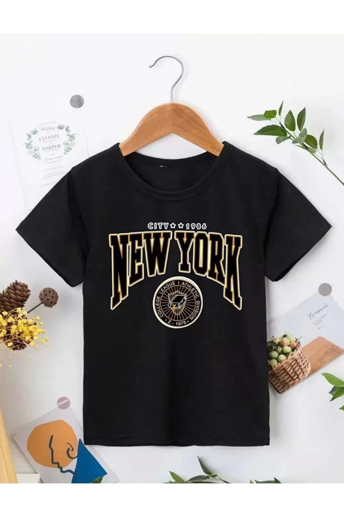AE Stil Çocuk Unisex Baskılı T-Shirt - Siyah