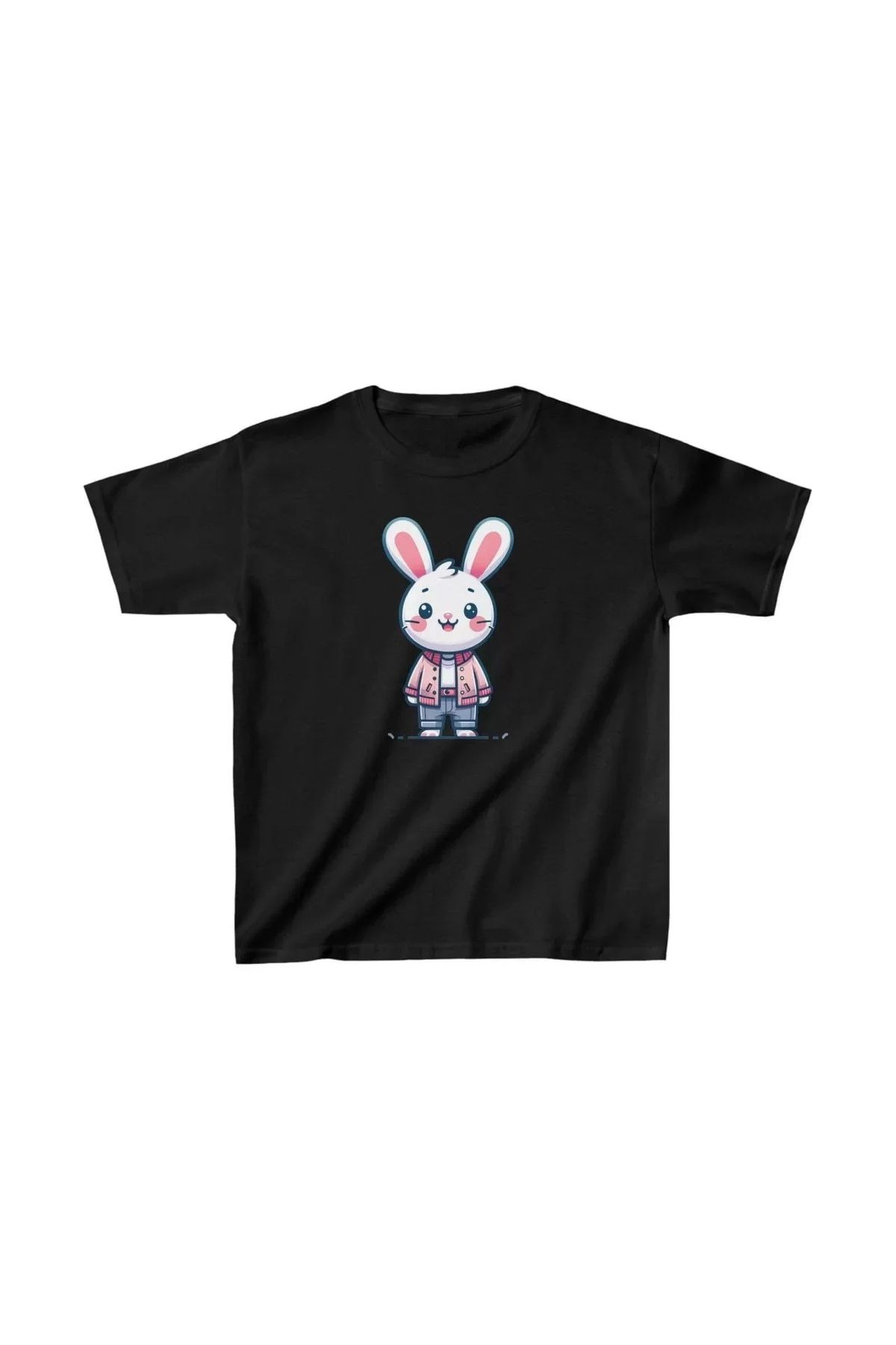 AE Stil Unisex Çocuk Baskılı T-Shirt - Siyah