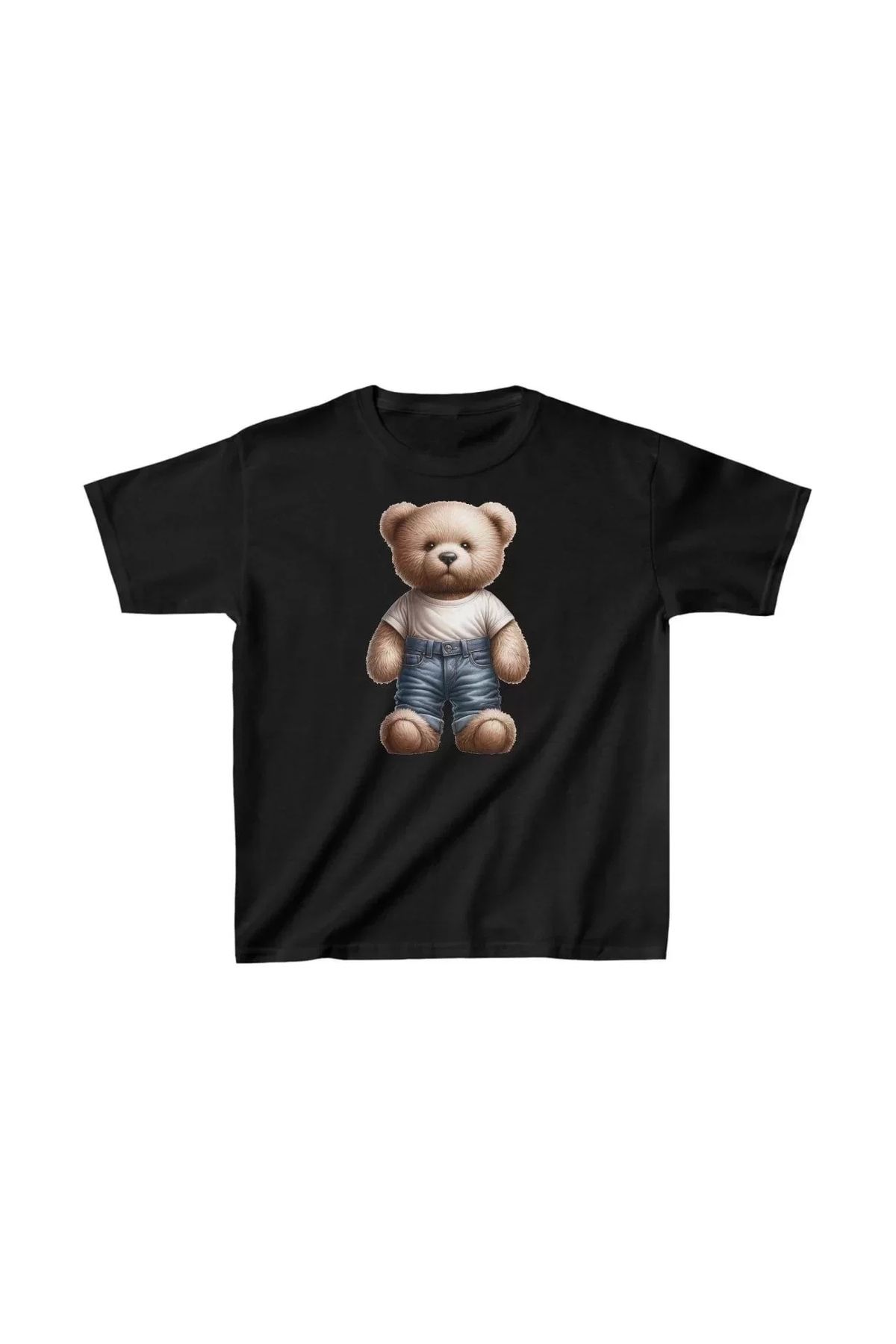 AE Stil Unisex Çocuk Baskılı T-Shirt - Siyah