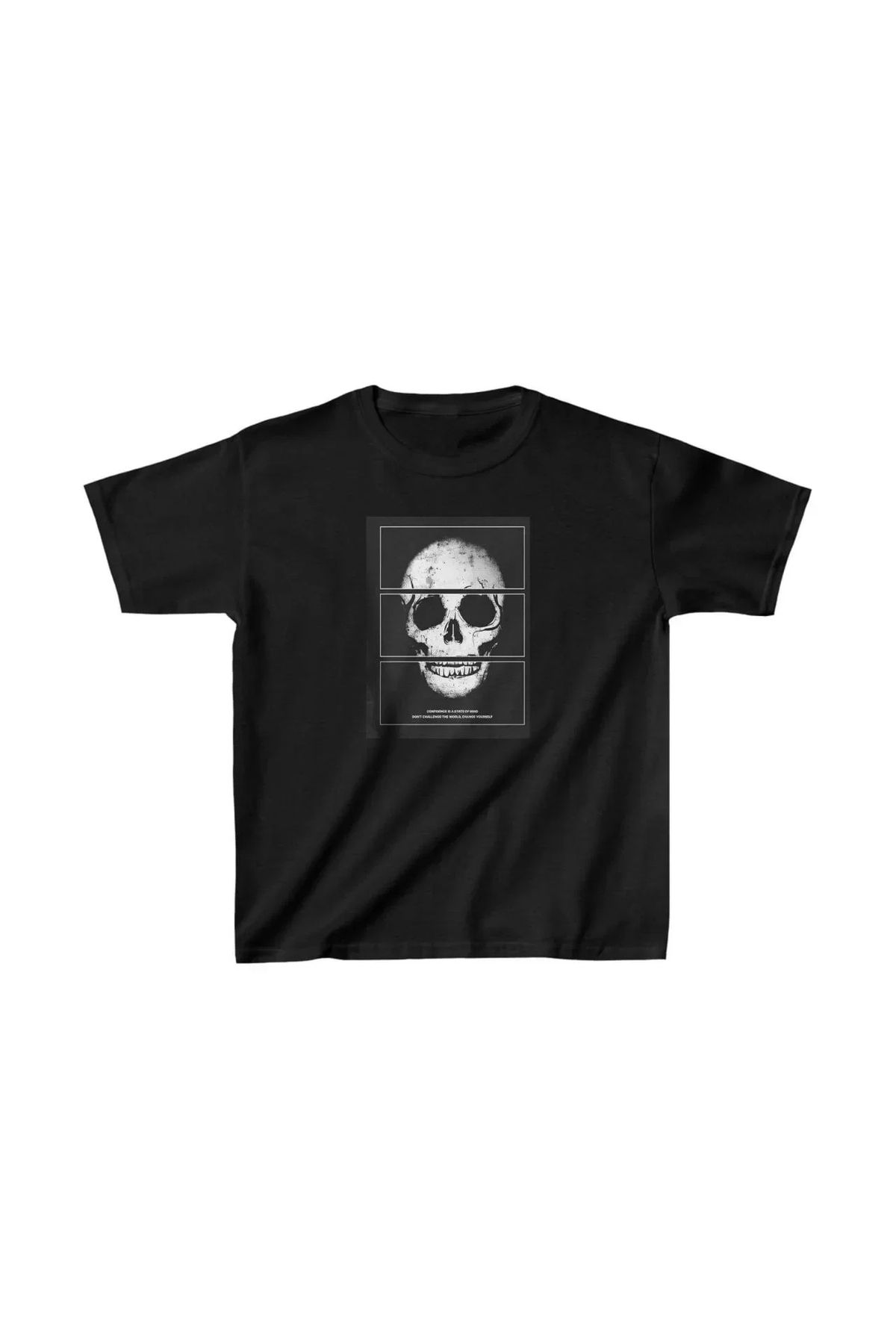 AE Stil Unisex Çocuk Baskılı T-Shirt - Siyah