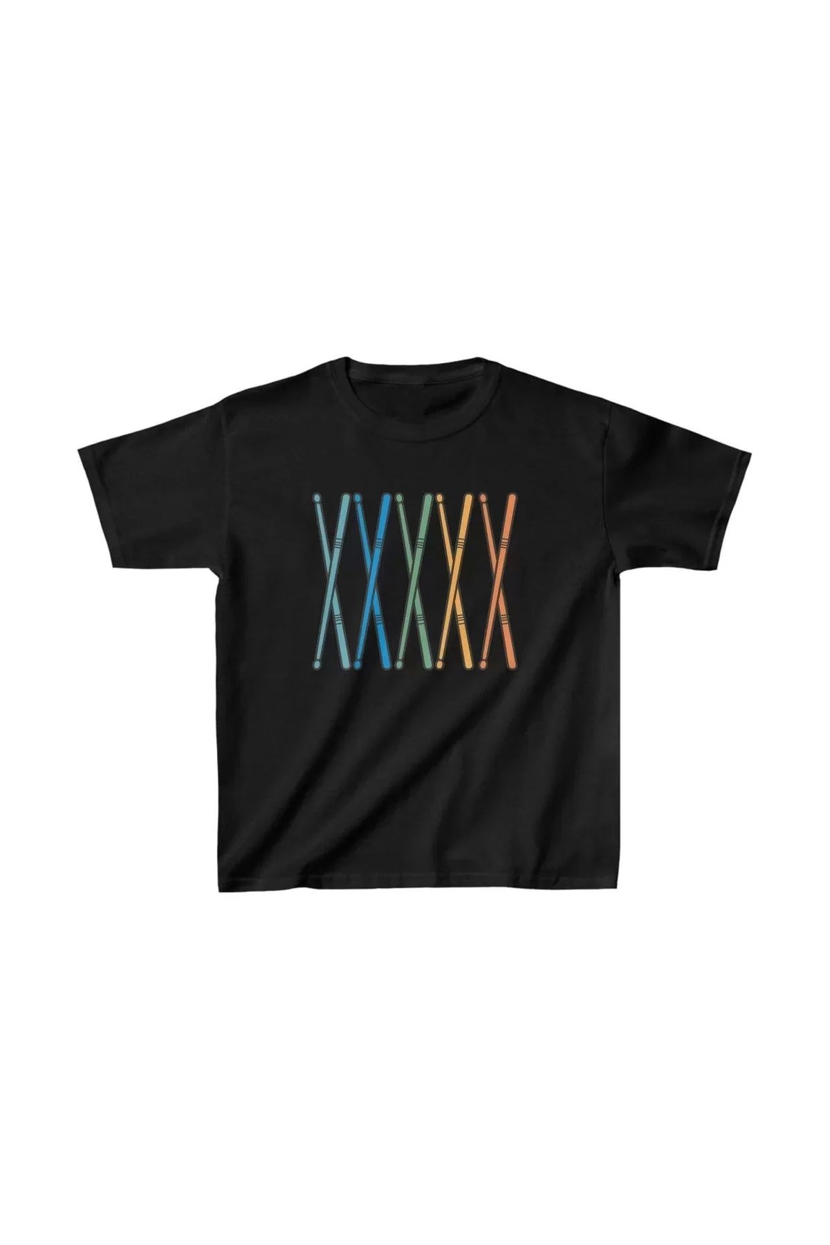 AE Stil Unisex Çocuk Baskılı T-Shirt - Siyah