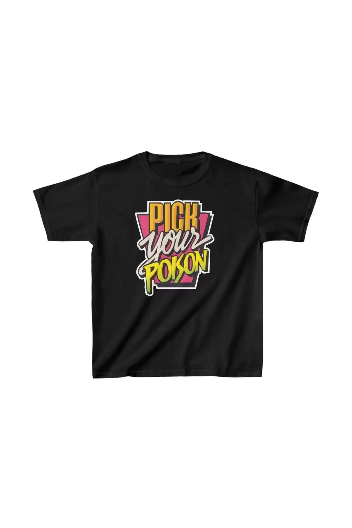 AE Stil Unisex Çocuk Baskılı T-Shirt - Siyah
