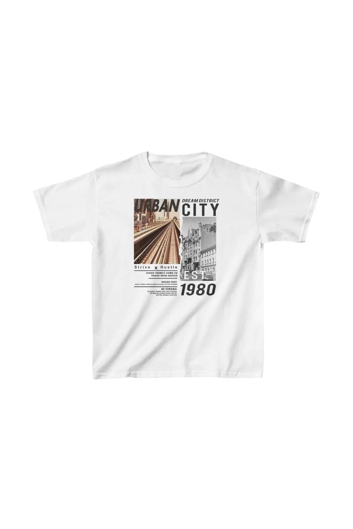 AE Stil Unisex Çocuk Baskılı T-Shirt - Beyaz