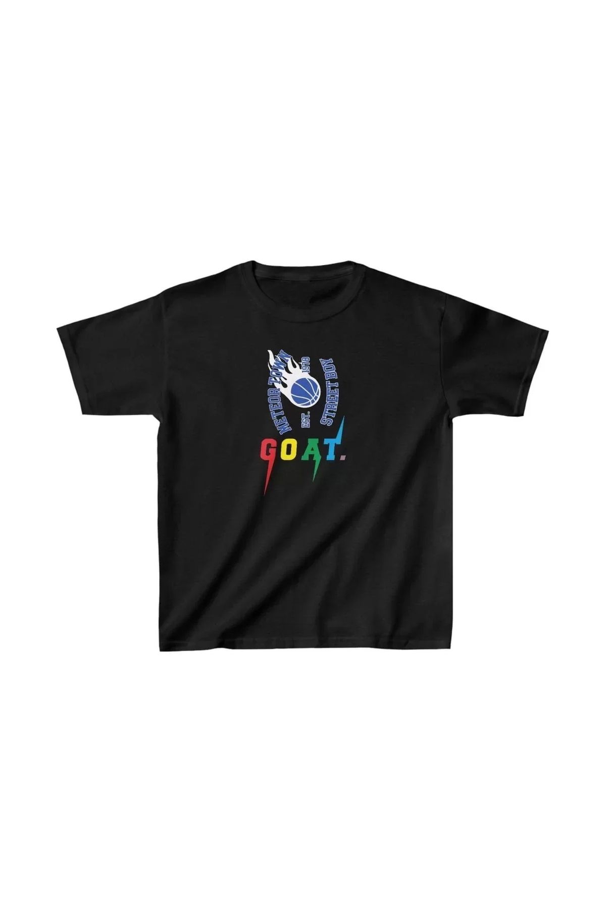 AE Stil Unisex Çocuk Baskılı T-Shirt - Siyah