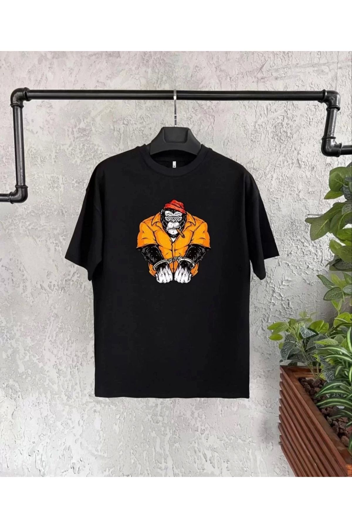 AE Stil Unisex Çocuk Baskılı T-Shirt - Siyah