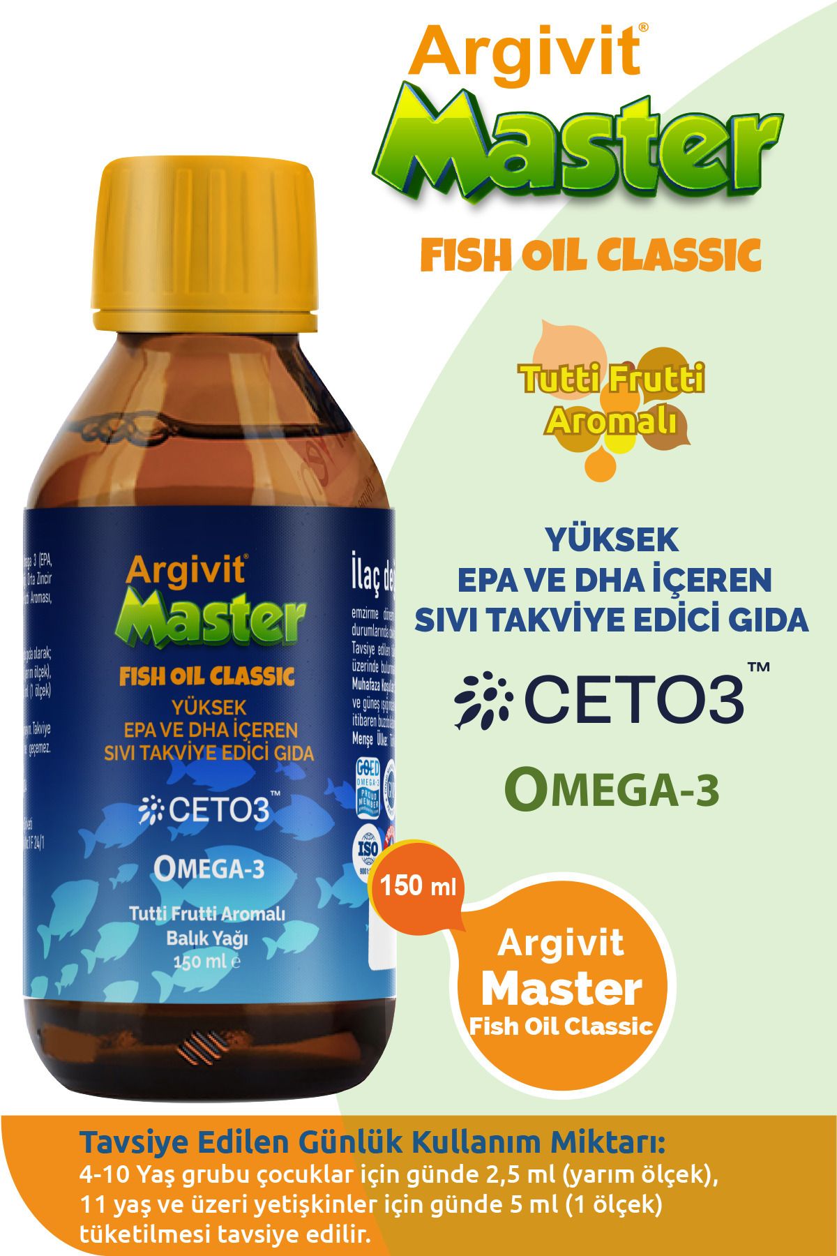 Argivit Master Fish Oil Epa Ve Dha Içeren Balık Yağı 150ml