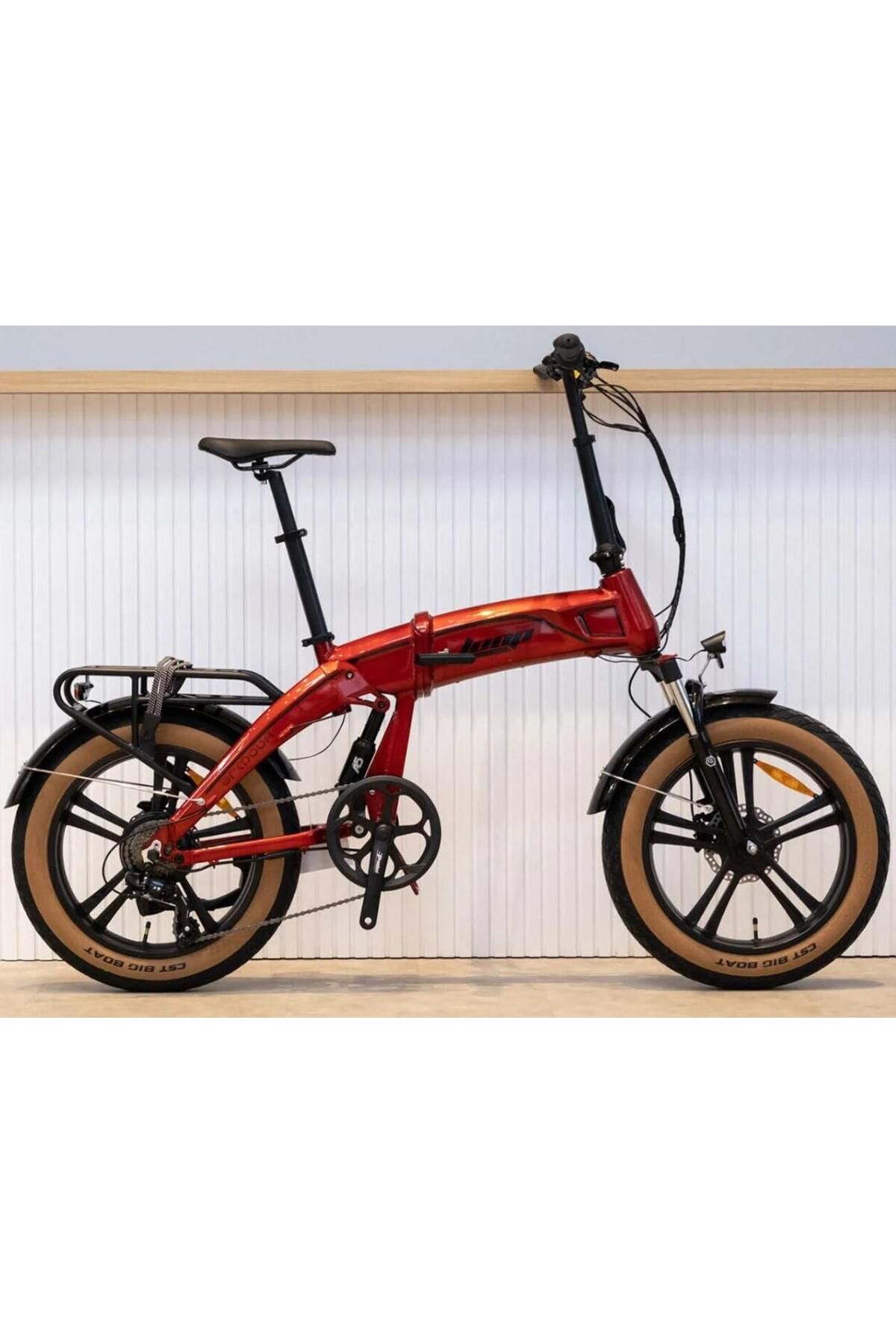 Kron Loop Armour 20"Kolon Jant Fat Bike Elektrikli Katlanır Bisiklet Kırmızı Siyah