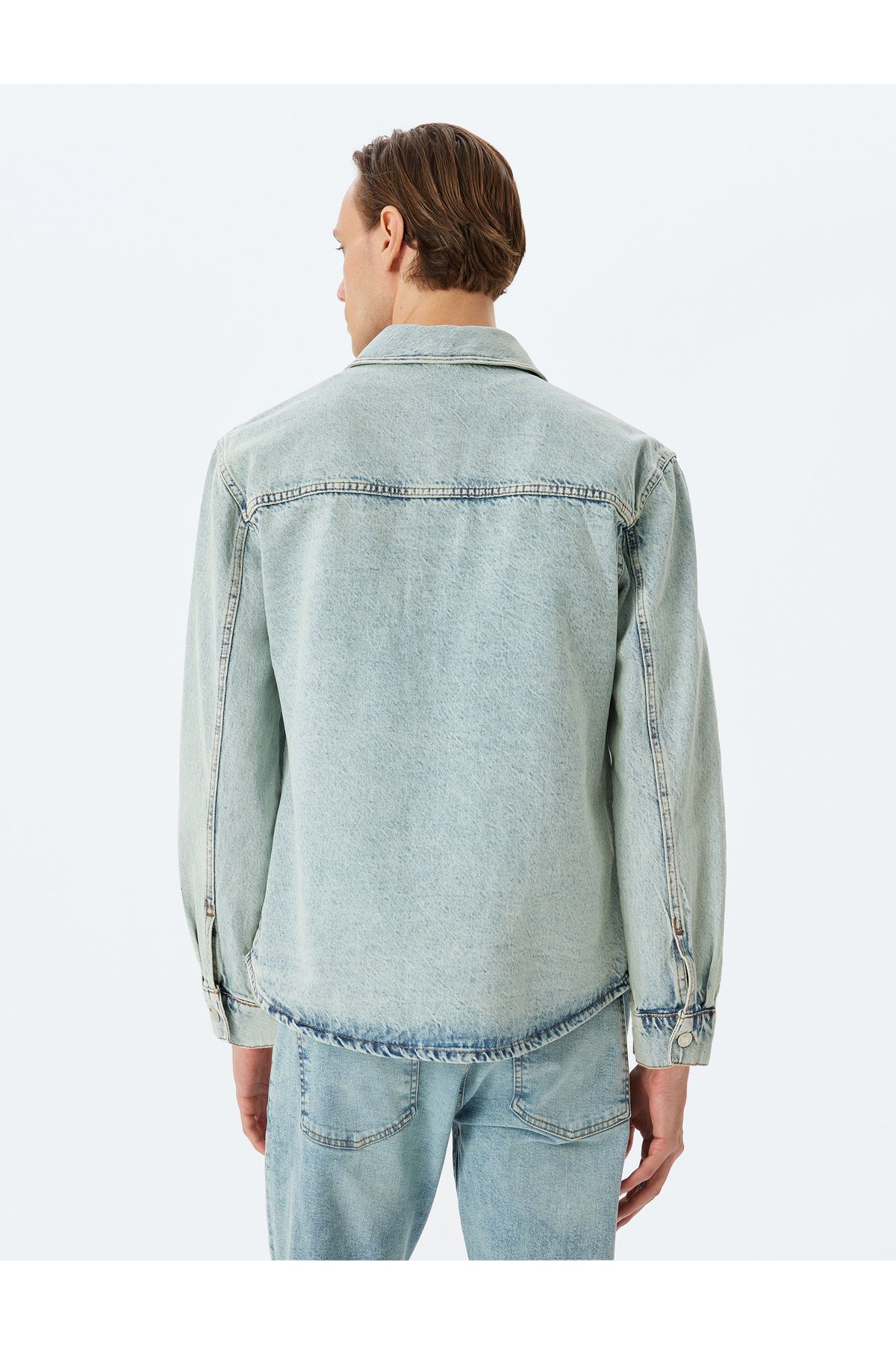 Koton-Buttoned Pocket Detailed Cotton Denim Shirt Jacket 4