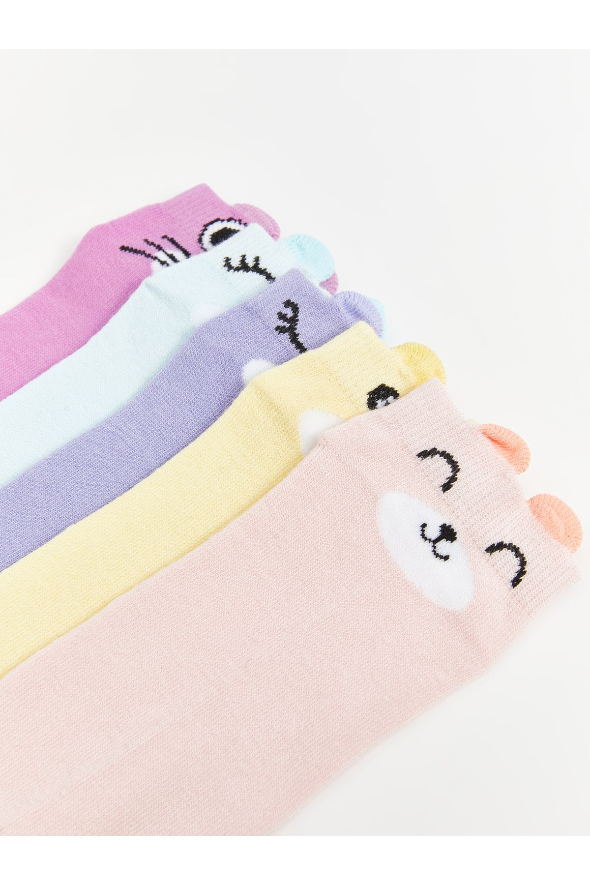 LC Waikiki-Set of 5 Patterned Girls' Booties Socks 3