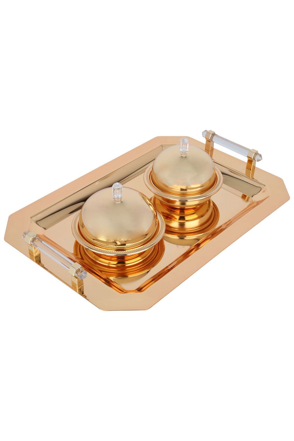 Alsaif Gallery-Tofaria set with 2 dates with a steel lid from Al Saif Gallery, 3 pieces - gold 3