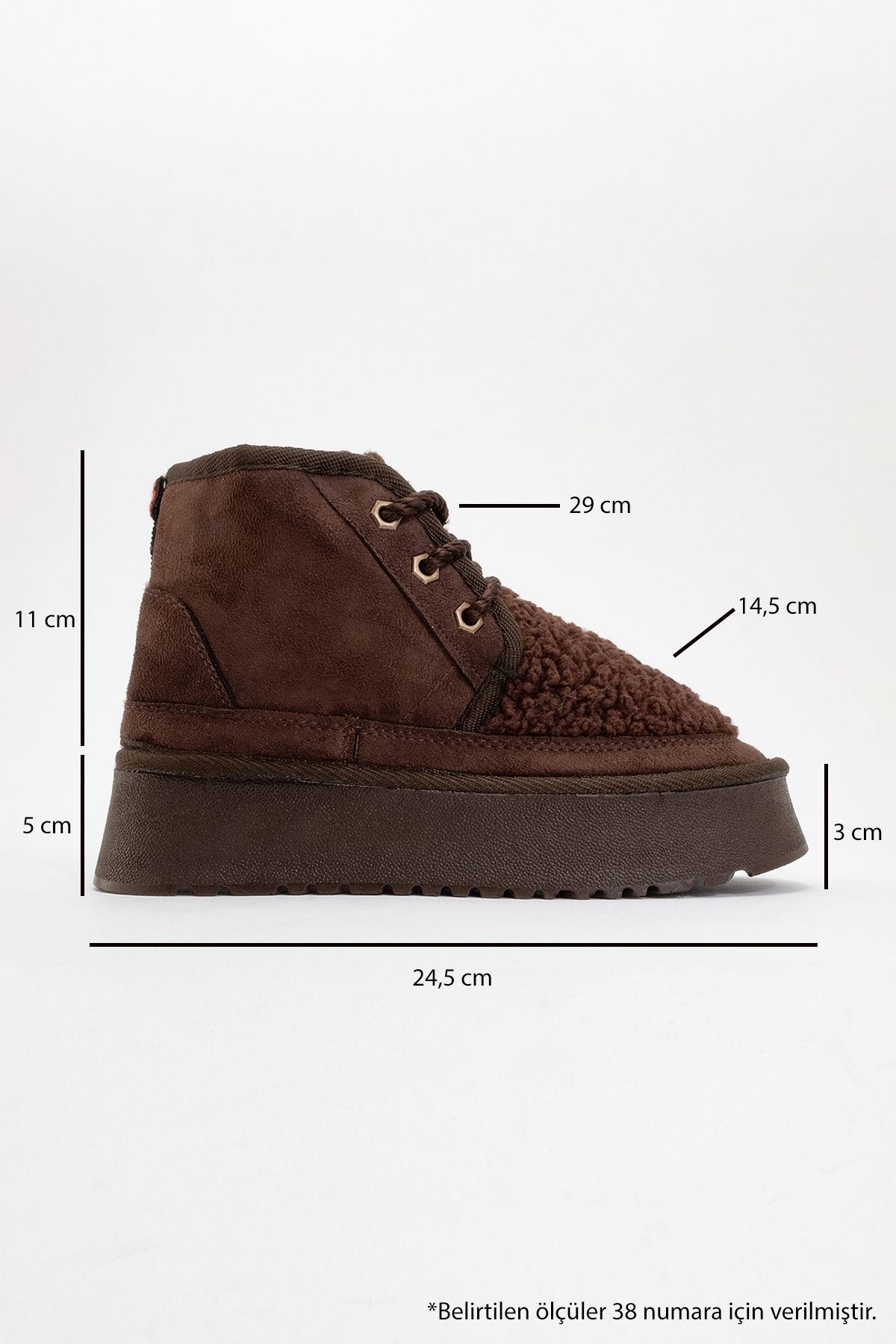 LuviShoes-Γυναικείες αθλητικές μπότες TYSON Brown Suede Shearling με χοντρή σόλα με κορδόνια 4