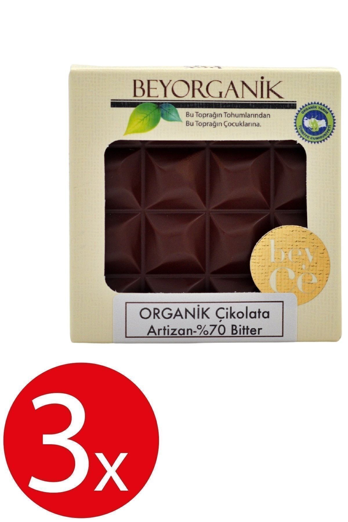 BEYORGANİK Organik Çikolata Artizan %70 Bitter 40gr * 3 Adet