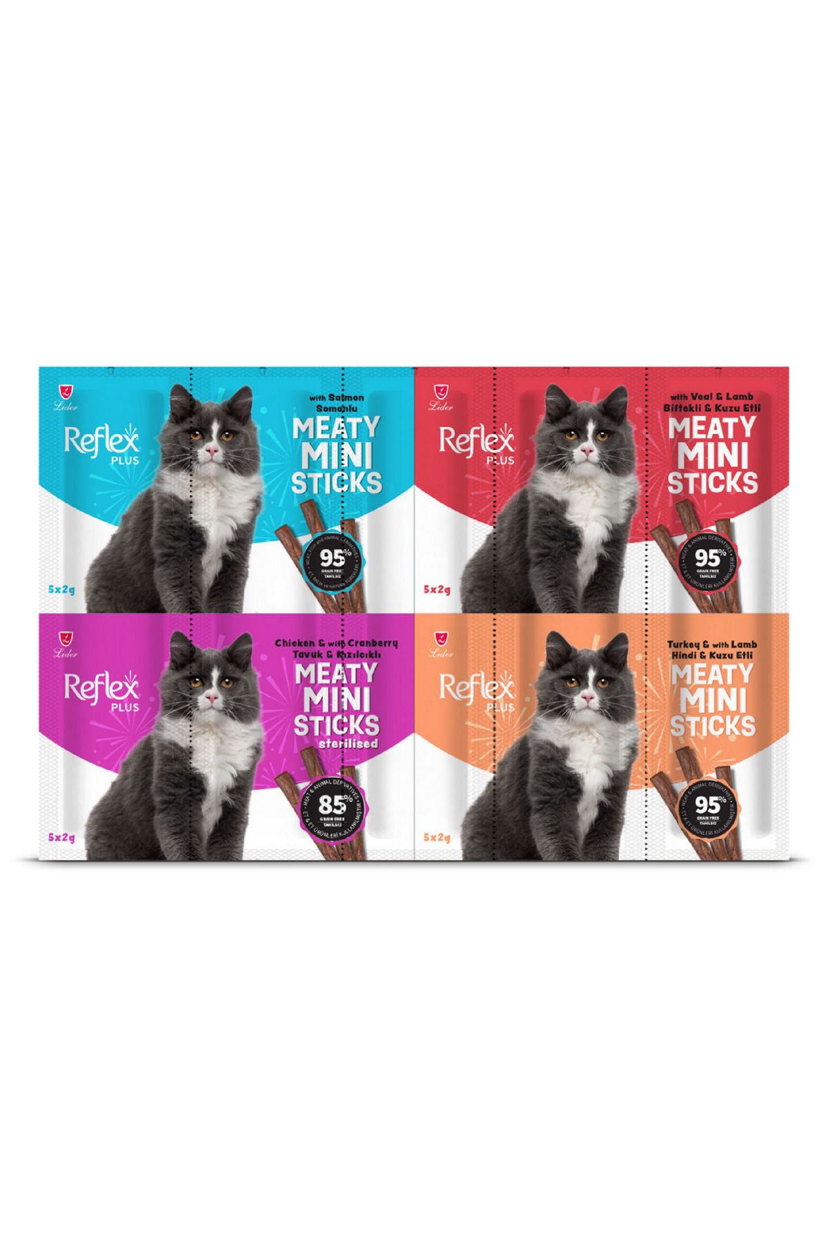 Reflex Plus Meaty Mini Sticks Kedi Ödül Maması 5 Adet x 2 gr x 4 Çeşit