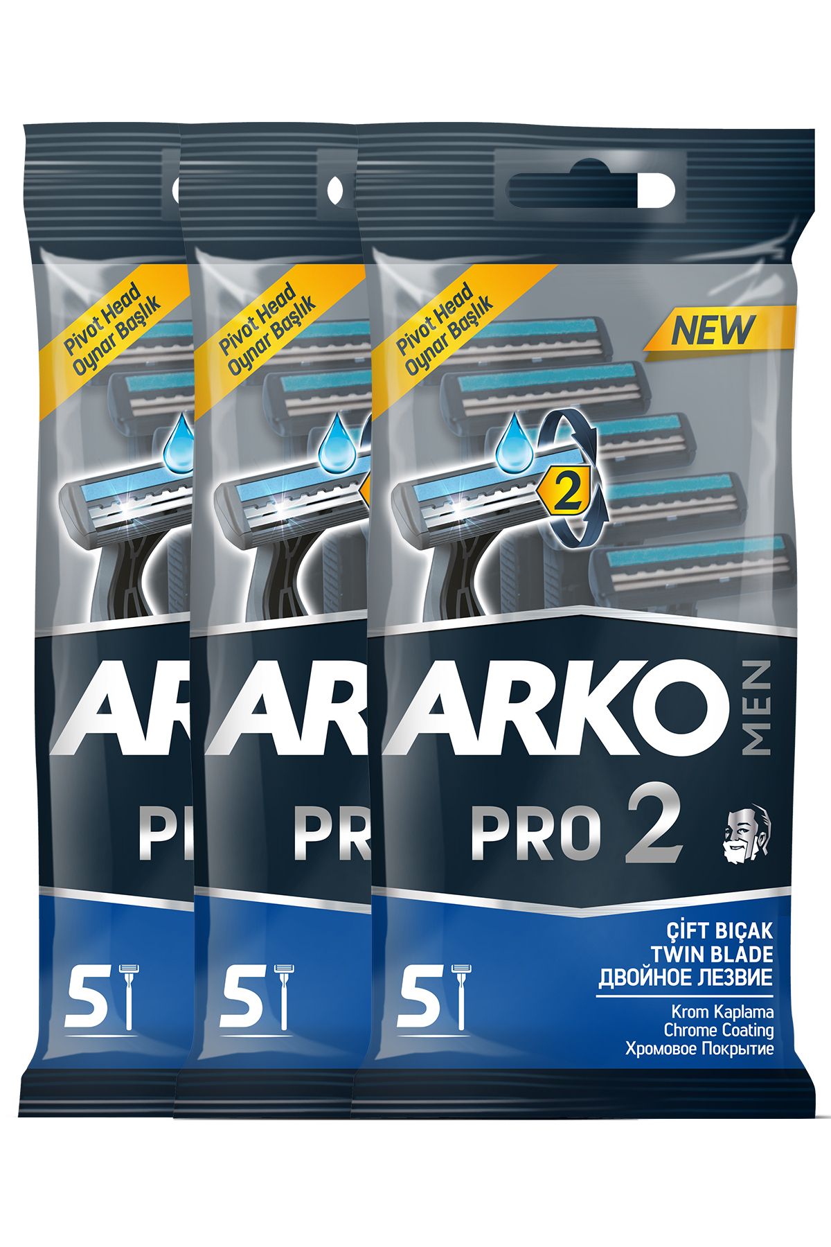 Arko Men Pro2 Çift Bıçaklı Tıraş Bıçağı 15 Adet