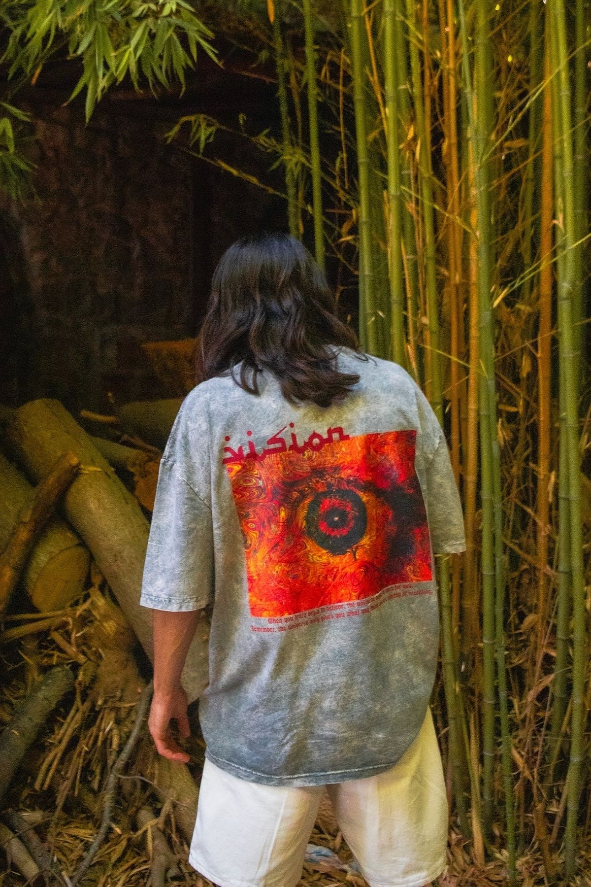 Sekizbiraltı-Vision Printed Oversize 24/1 Premium Washable White Tshirt 3