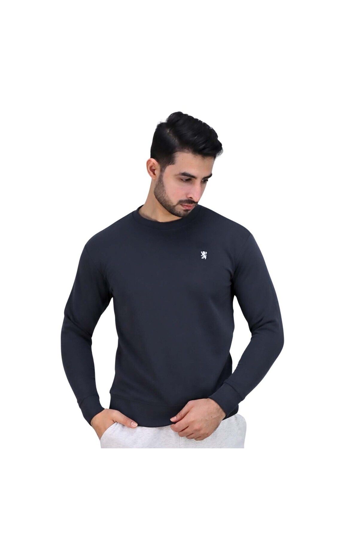 Giordano-Men’s Cotton Polyester French Terry Crew Neck Sweatshirt 1