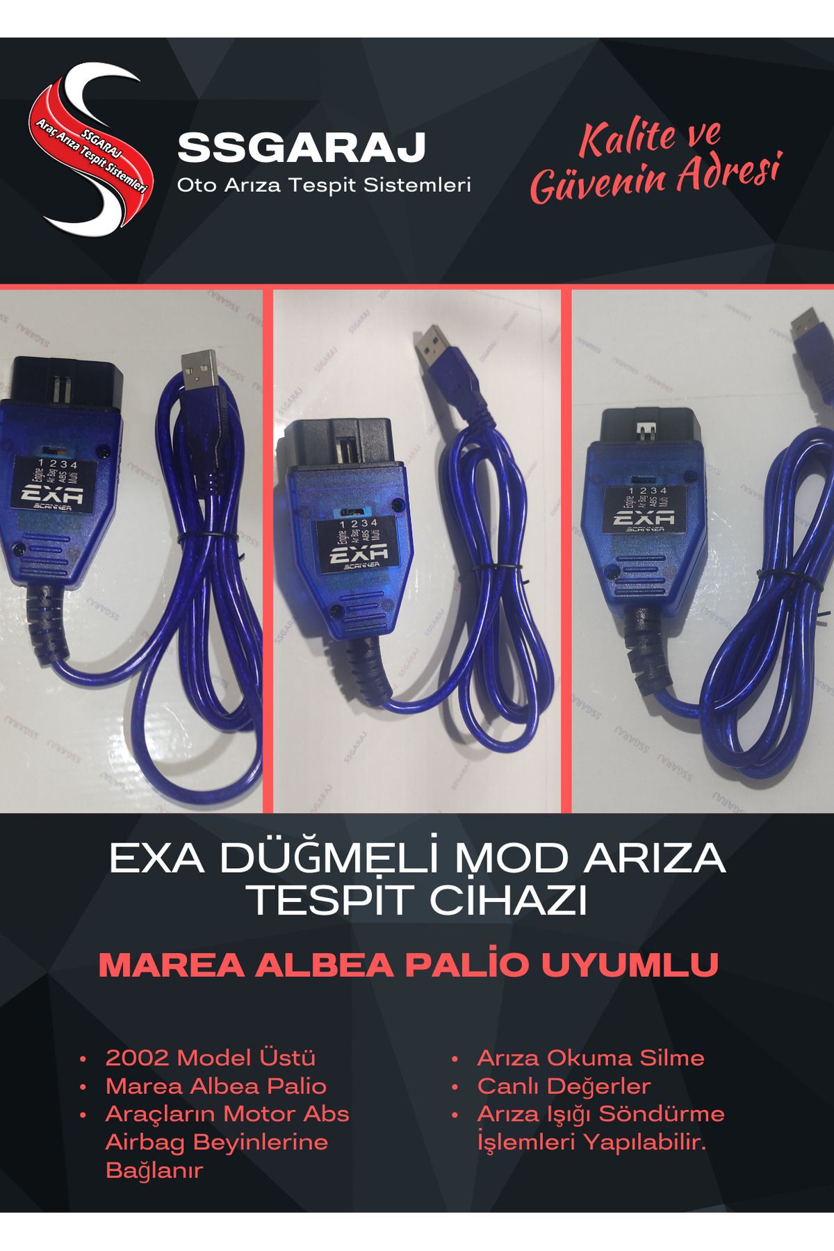 EXASET EXA MAREA ALBEA PALİO AİRBAG ABS MOTOR ARIZA TESPİT CİHAZI