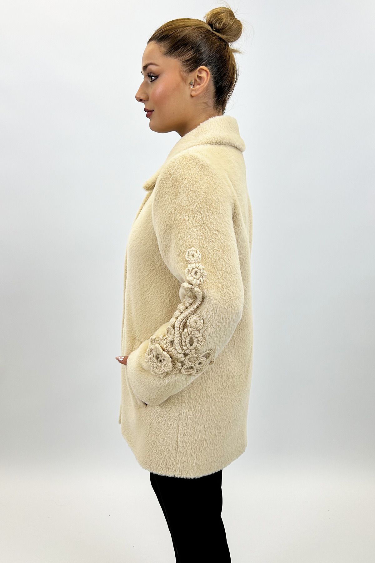 Ayda Triko-Polo Neck Angora Coat 7