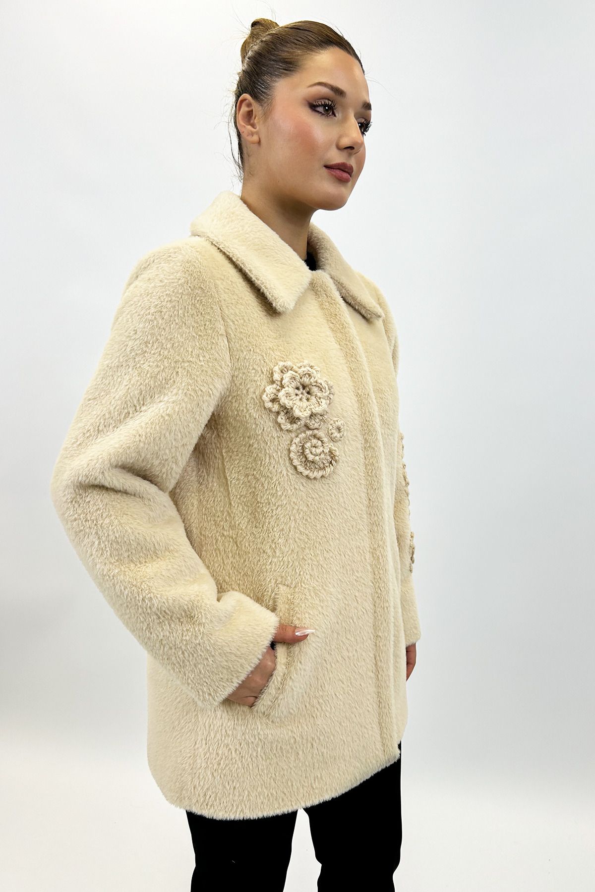 Ayda Triko-Polo Neck Angora Coat 4