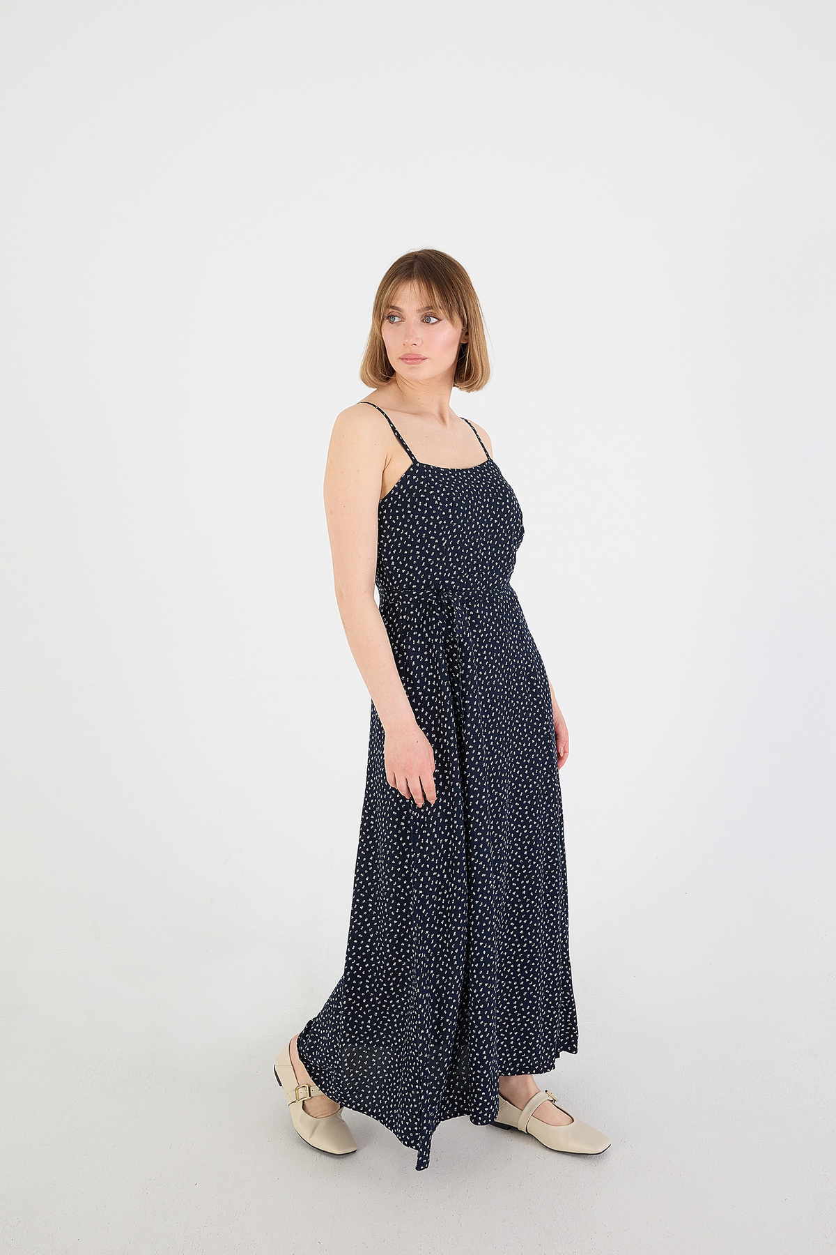 Addax-Patterned Long Dress - Adjustable Rope Strap E16202-k10 2