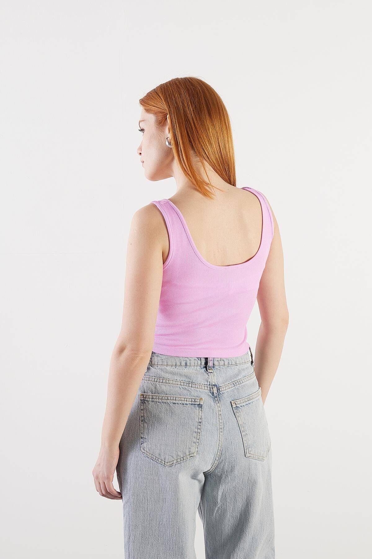 Addax-Tricou cu guler în U, în formă de crop, A13389-R12 5